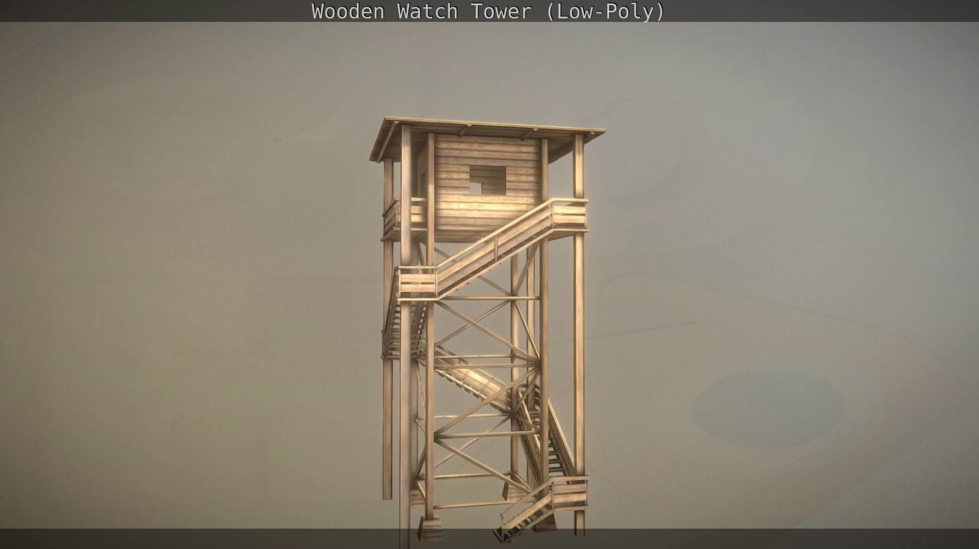 Watch Tower made of Wood Low-poly 3D model_21