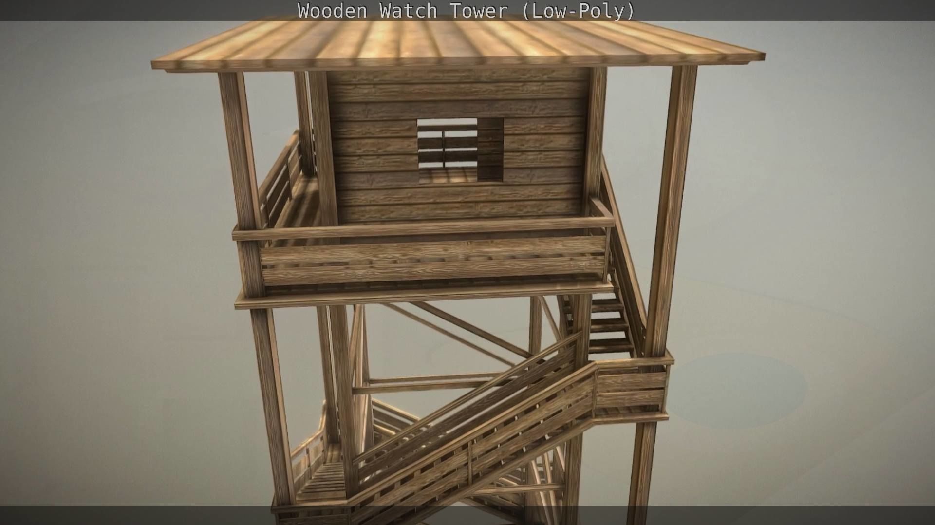 Watch Tower made of Wood Low-poly 3D model_83