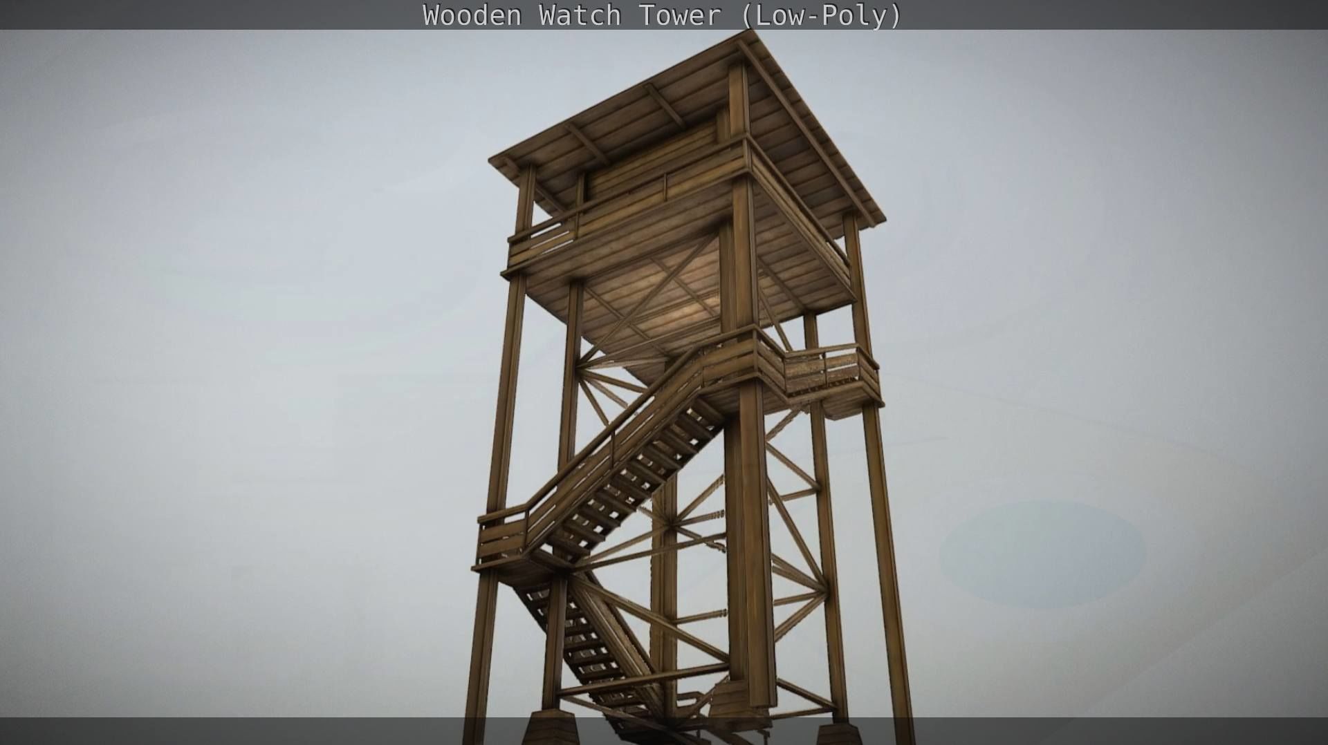 Watch Tower made of Wood Low-poly 3D model_38