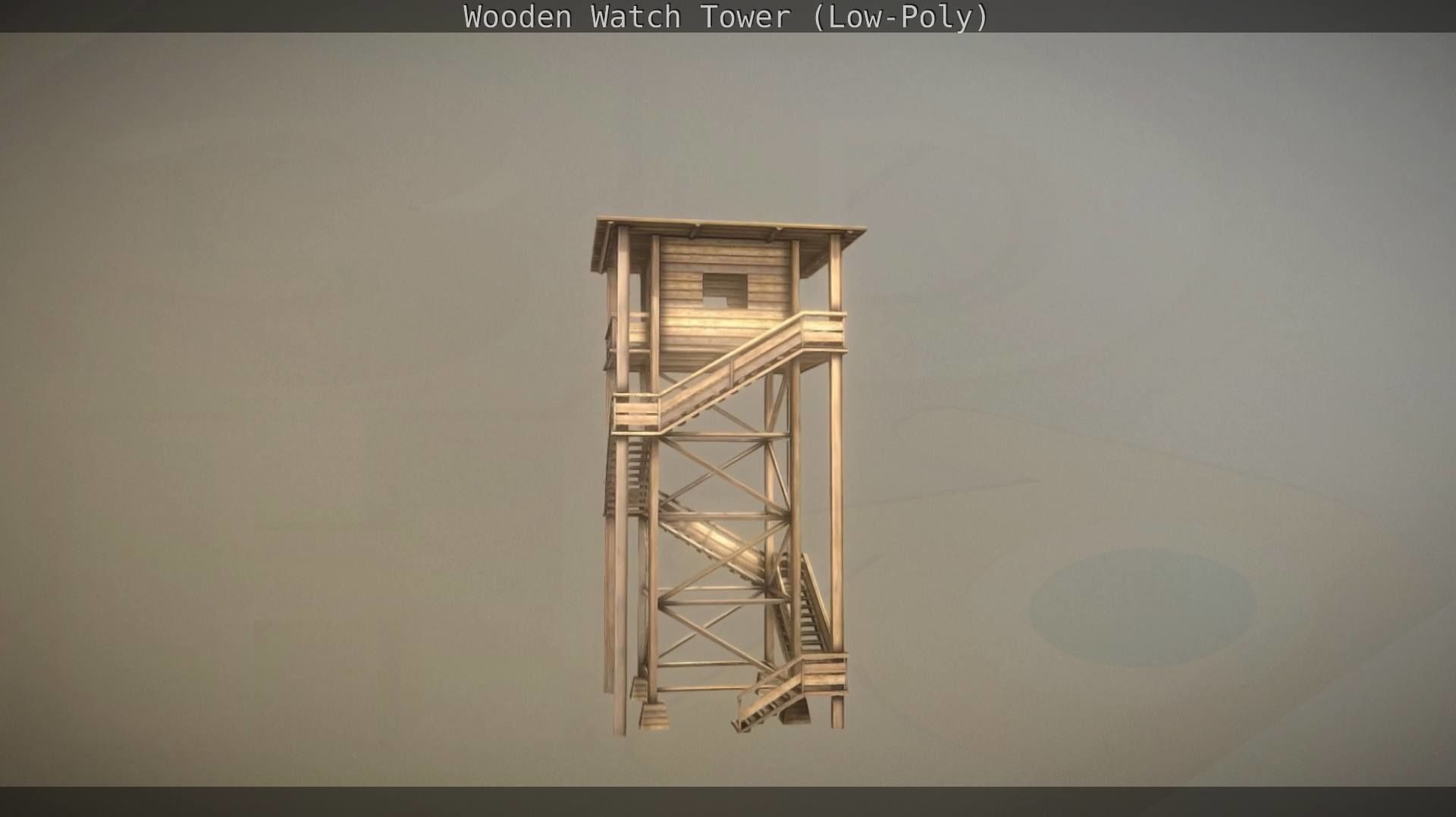 Watch Tower made of Wood Low-poly 3D model_19