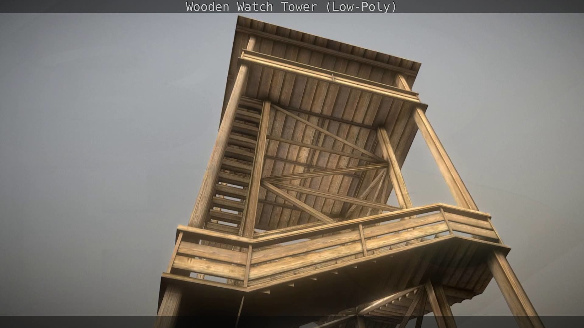 Watch Tower made of Wood Low-poly 3D model_62