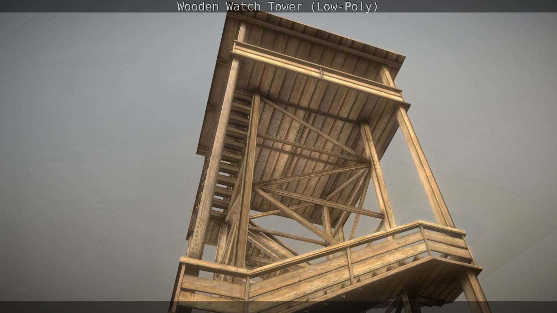 Watch Tower made of Wood Low-poly 3D model_63