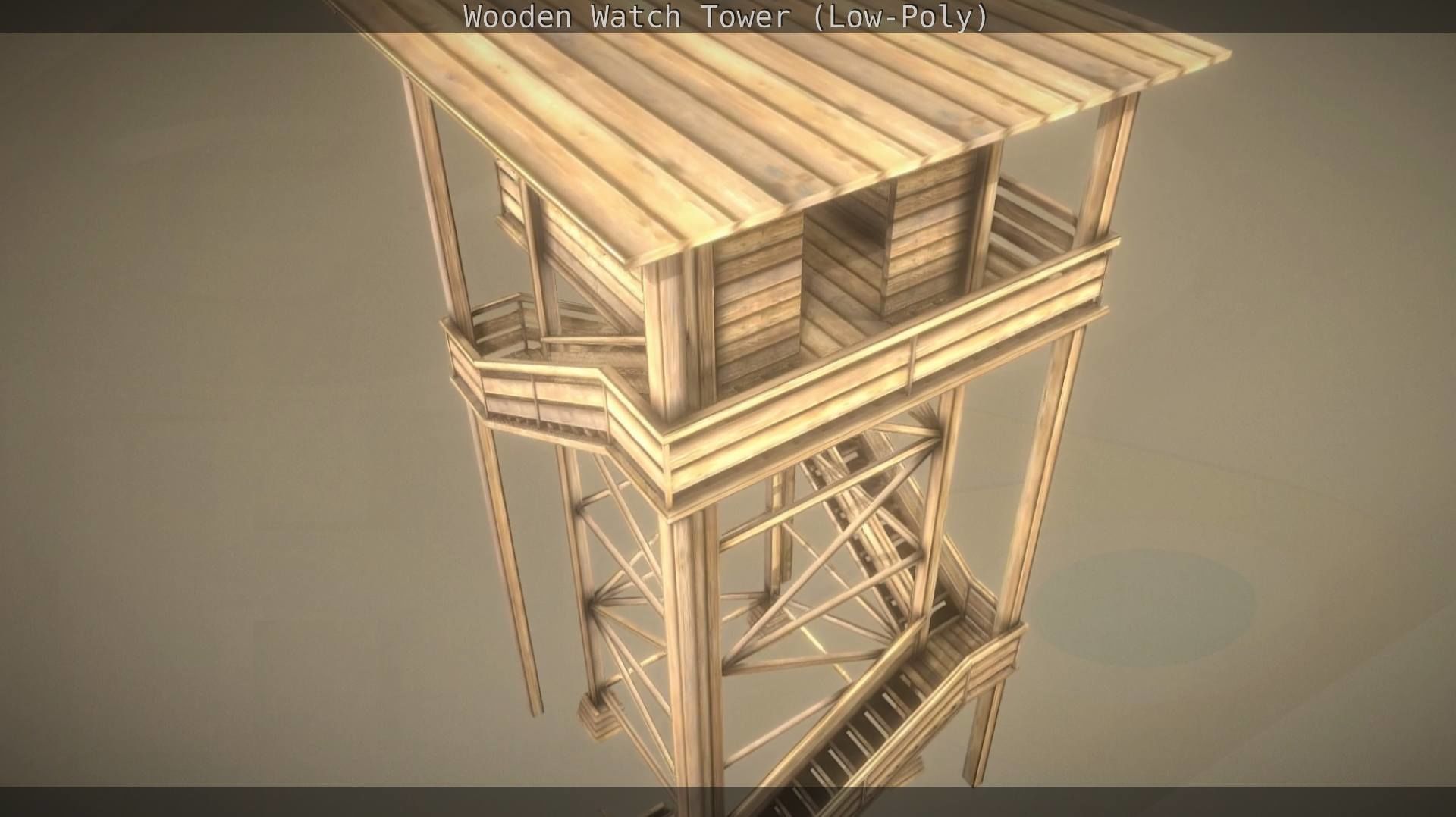 Watch Tower made of Wood Low-poly 3D model_73