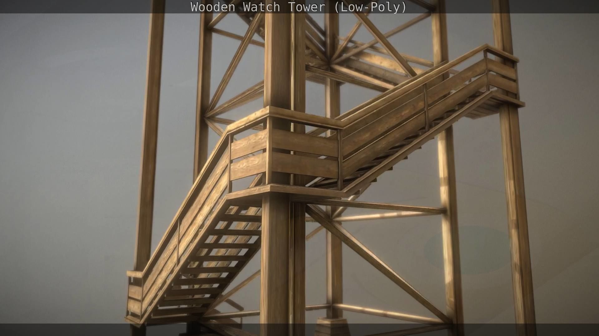 Watch Tower made of Wood Low-poly 3D model_145