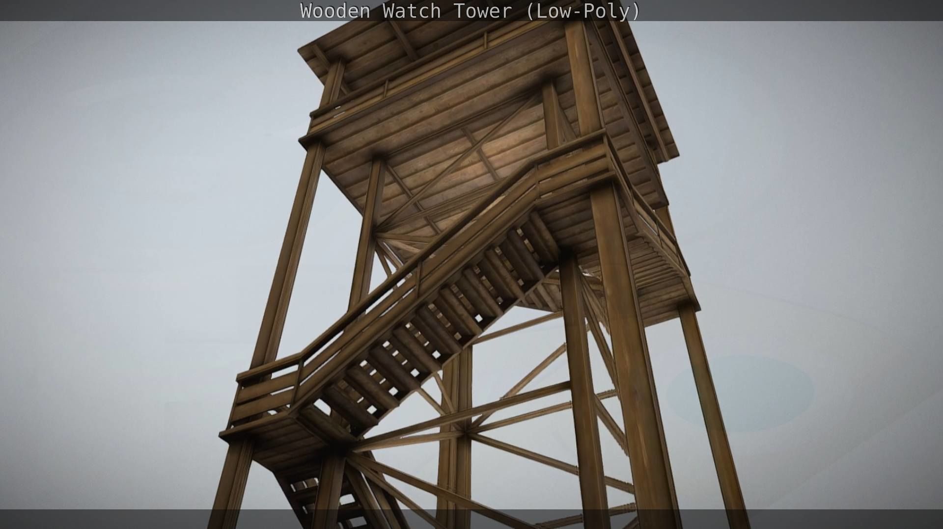 Watch Tower made of Wood Low-poly 3D model_40