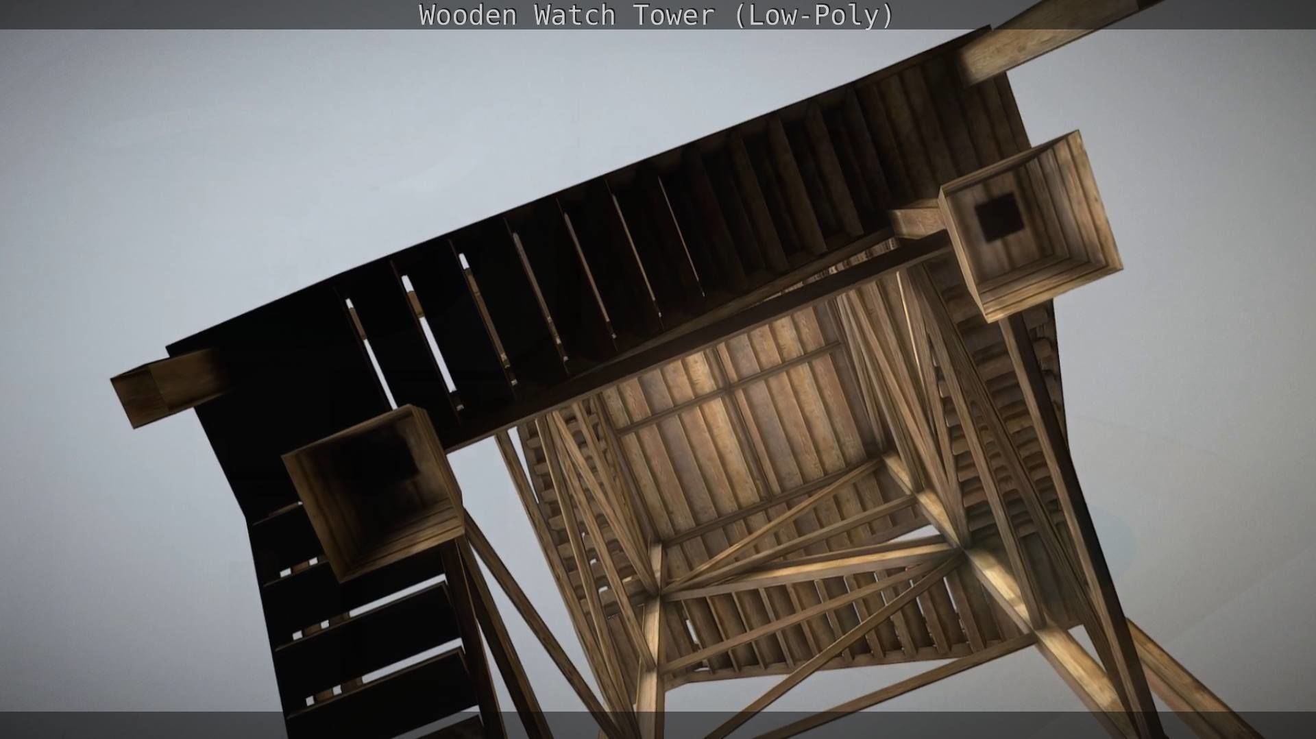 Watch Tower made of Wood Low-poly 3D model_55