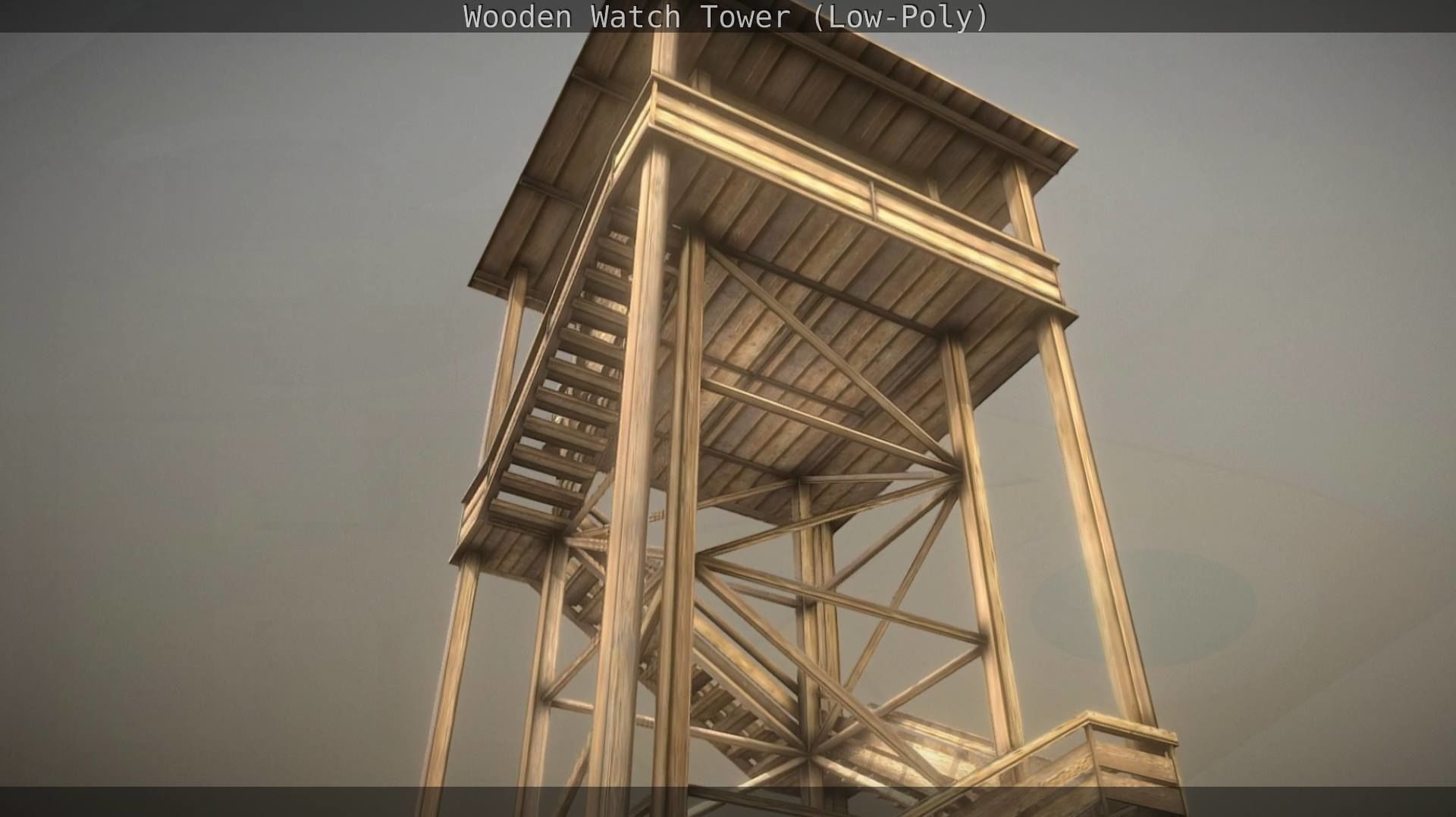 Watch Tower made of Wood Low-poly 3D model_65