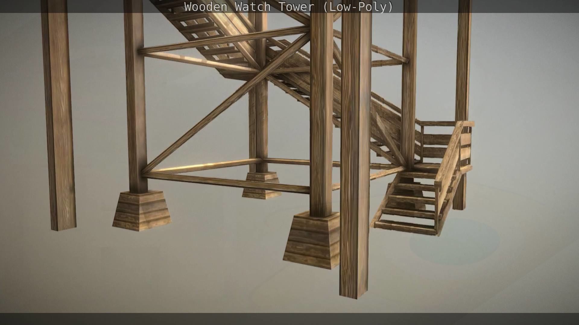 Watch Tower made of Wood Low-poly 3D model_154