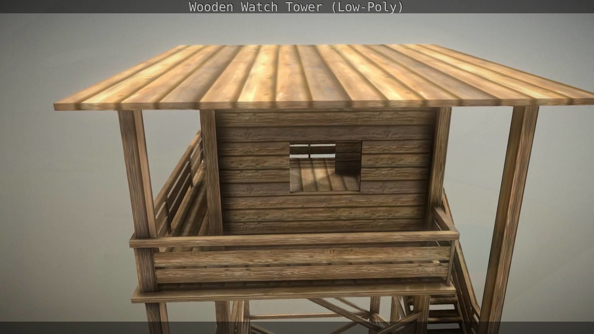 Watch Tower made of Wood Low-poly 3D model_86