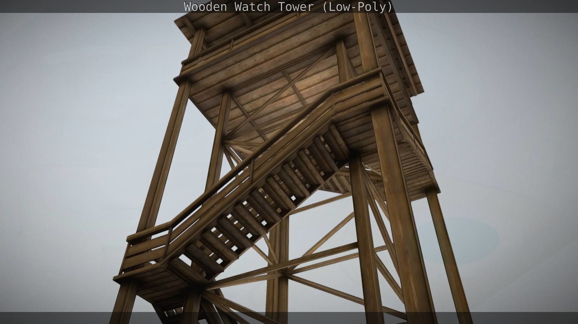 Watch Tower made of Wood Low-poly 3D model_41