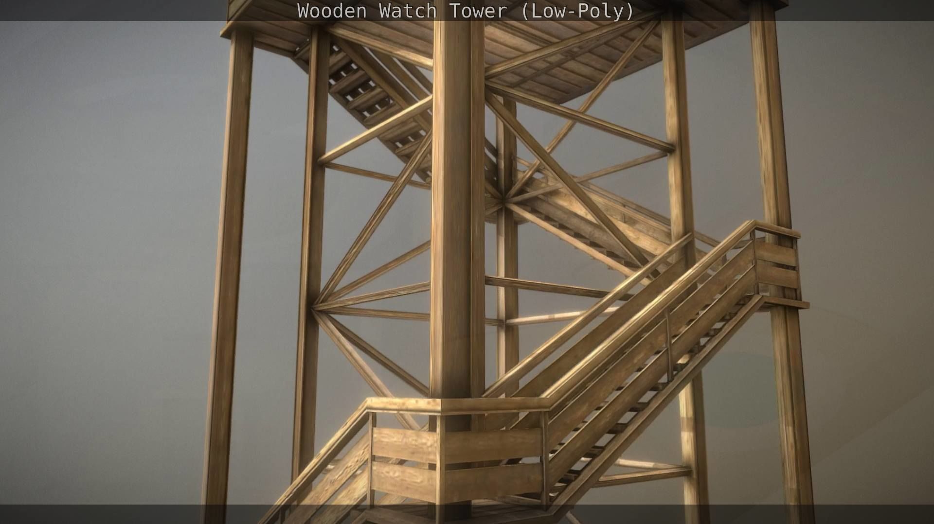 Watch Tower made of Wood Low-poly 3D model_142