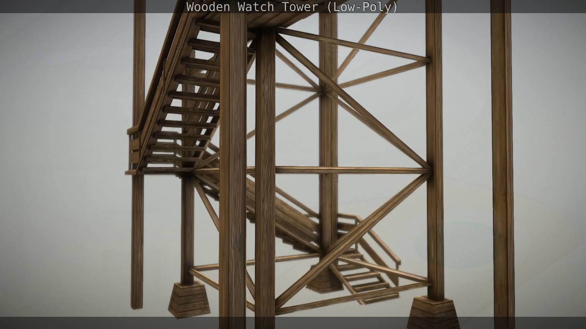 Watch Tower made of Wood Low-poly 3D model_150