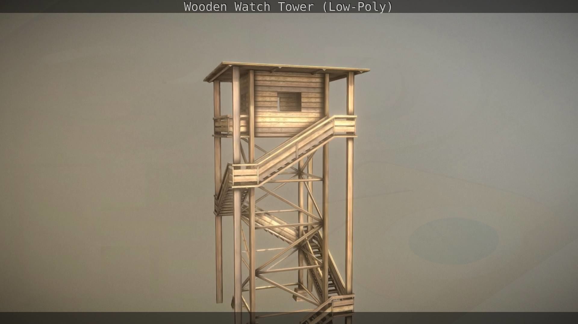 Watch Tower made of Wood Low-poly 3D model_23