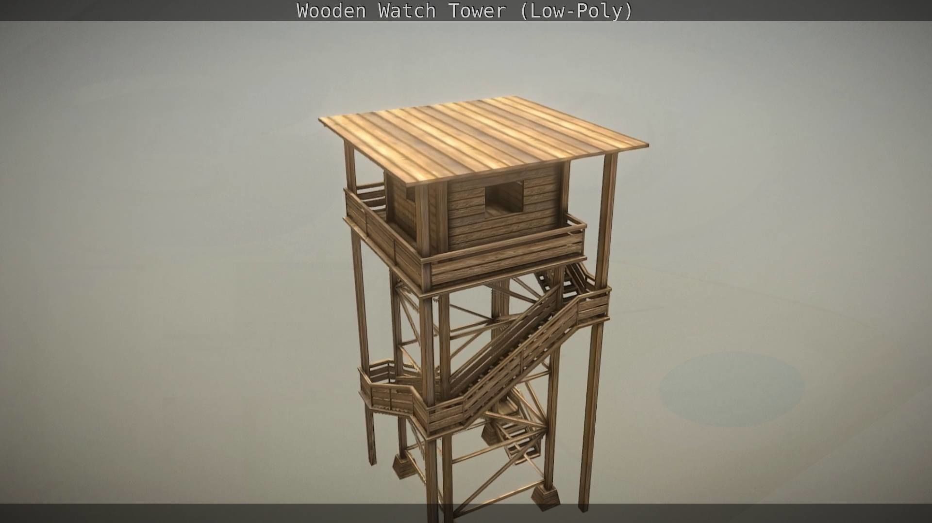 Watch Tower made of Wood Low-poly 3D model_33