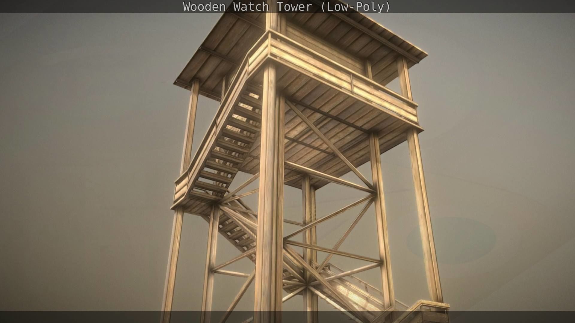 Watch Tower made of Wood Low-poly 3D model_66