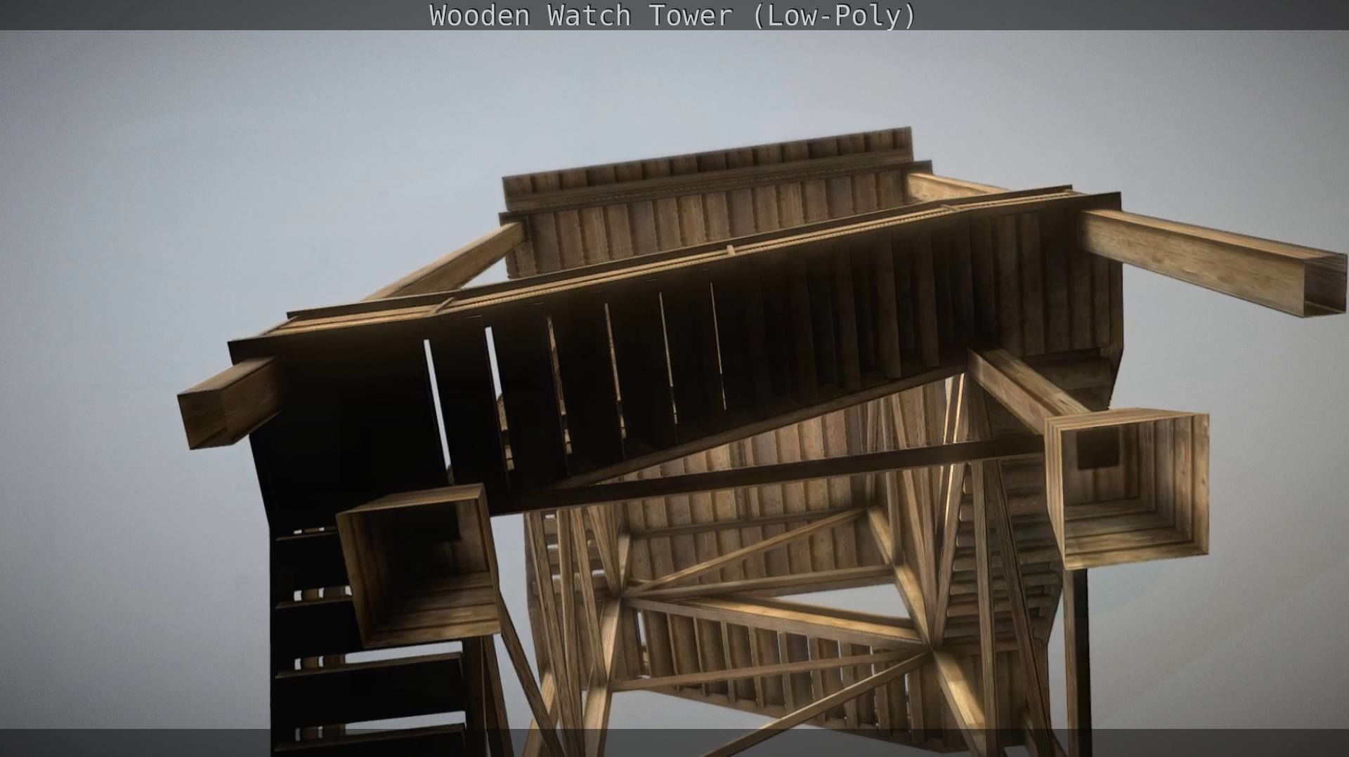Watch Tower made of Wood Low-poly 3D model_57
