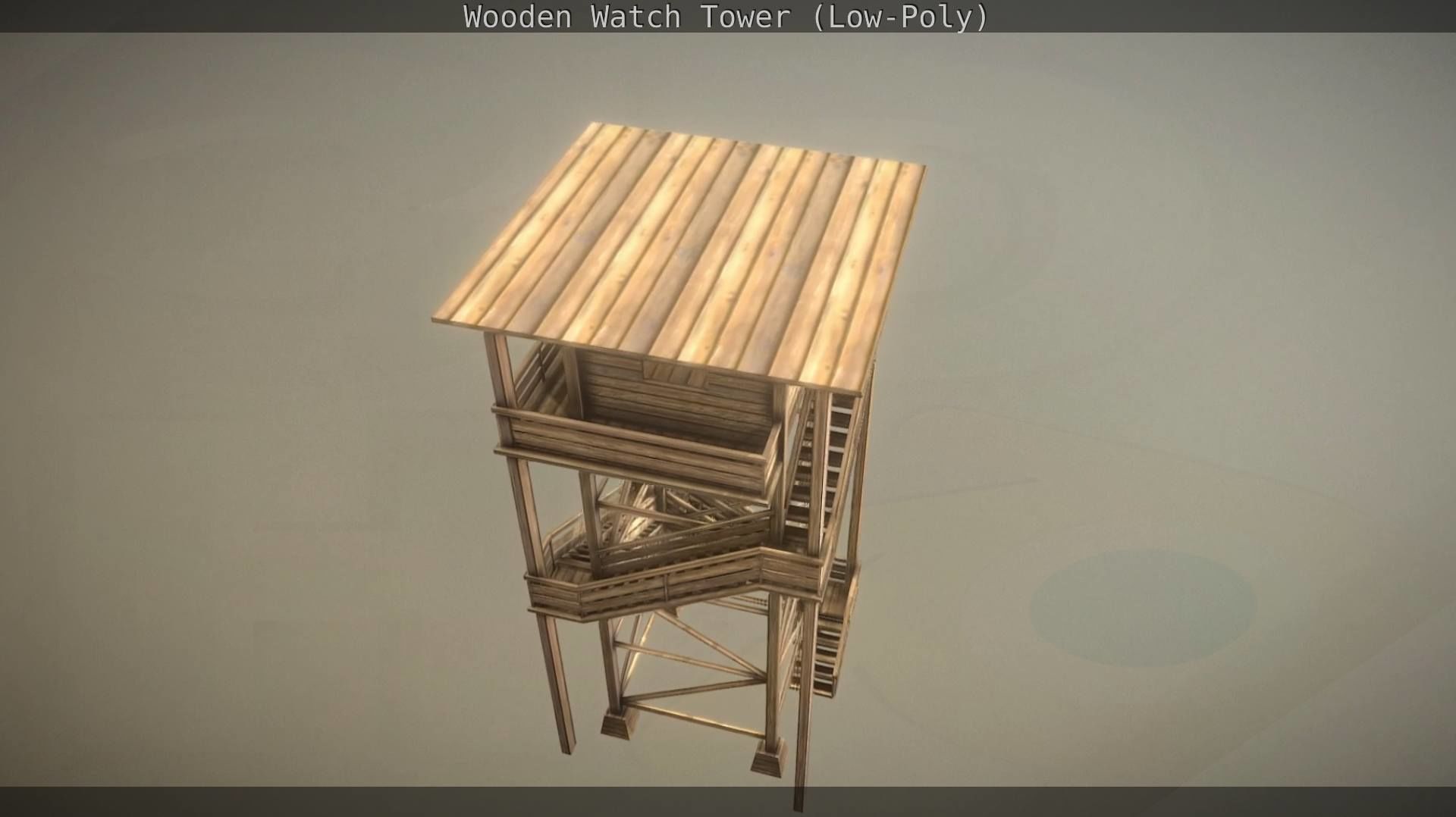 Watch Tower made of Wood Low-poly 3D model_29