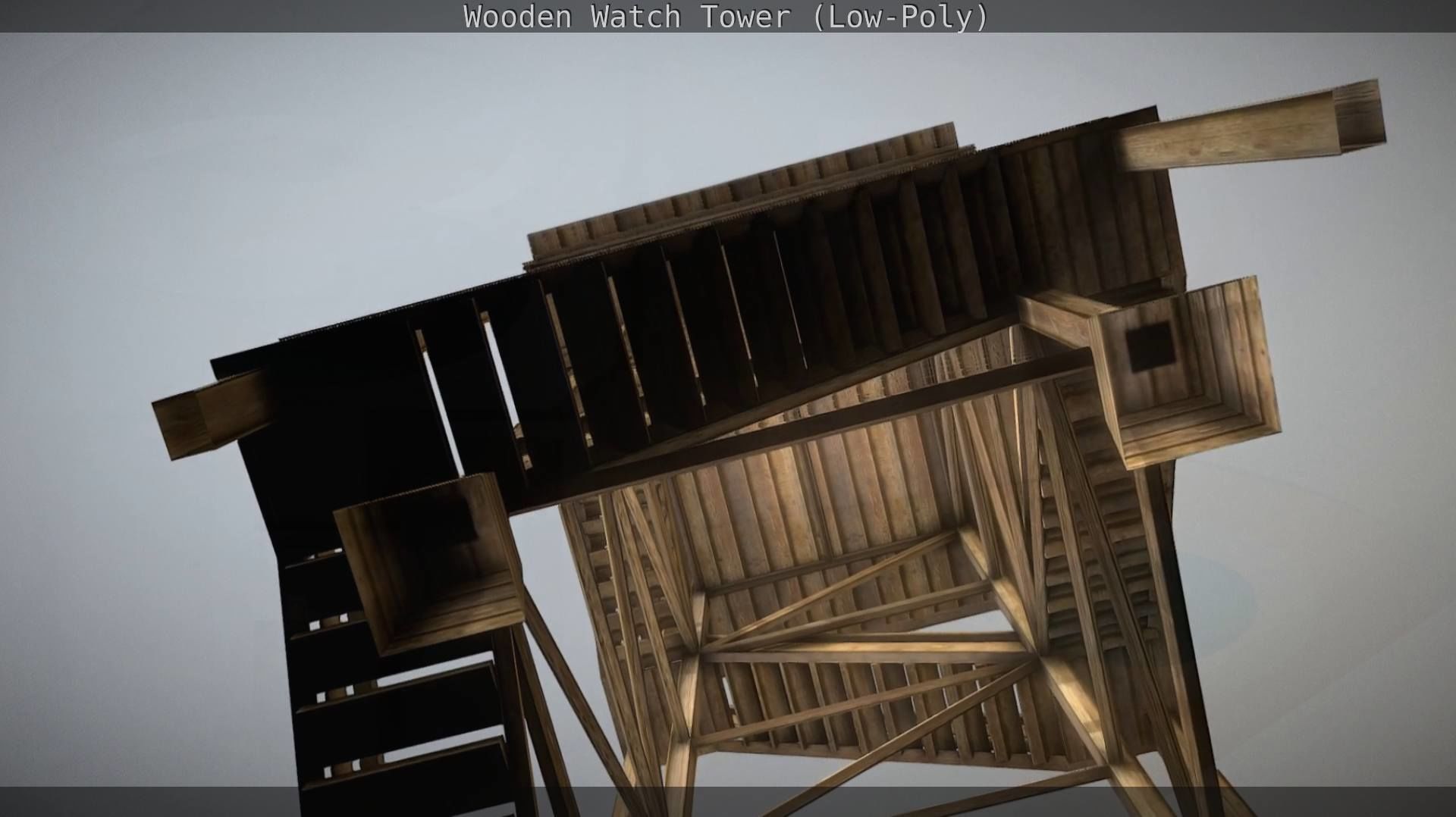 Watch Tower made of Wood Low-poly 3D model_56