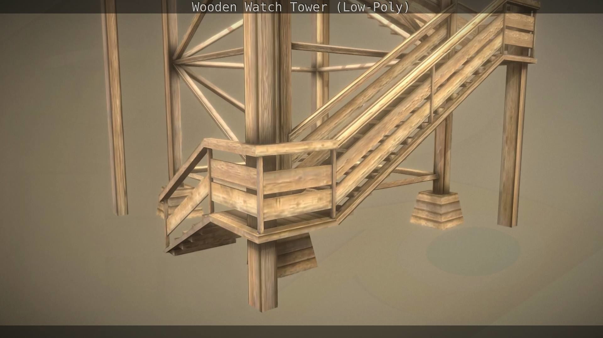 Watch Tower made of Wood Low-poly 3D model_159