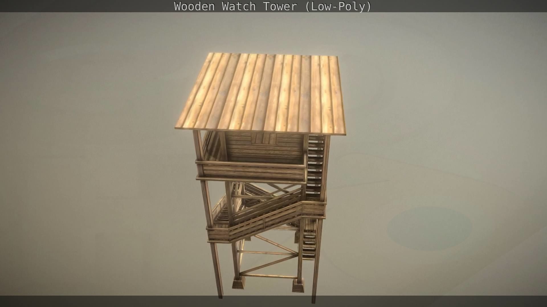 Watch Tower made of Wood Low-poly 3D model_30