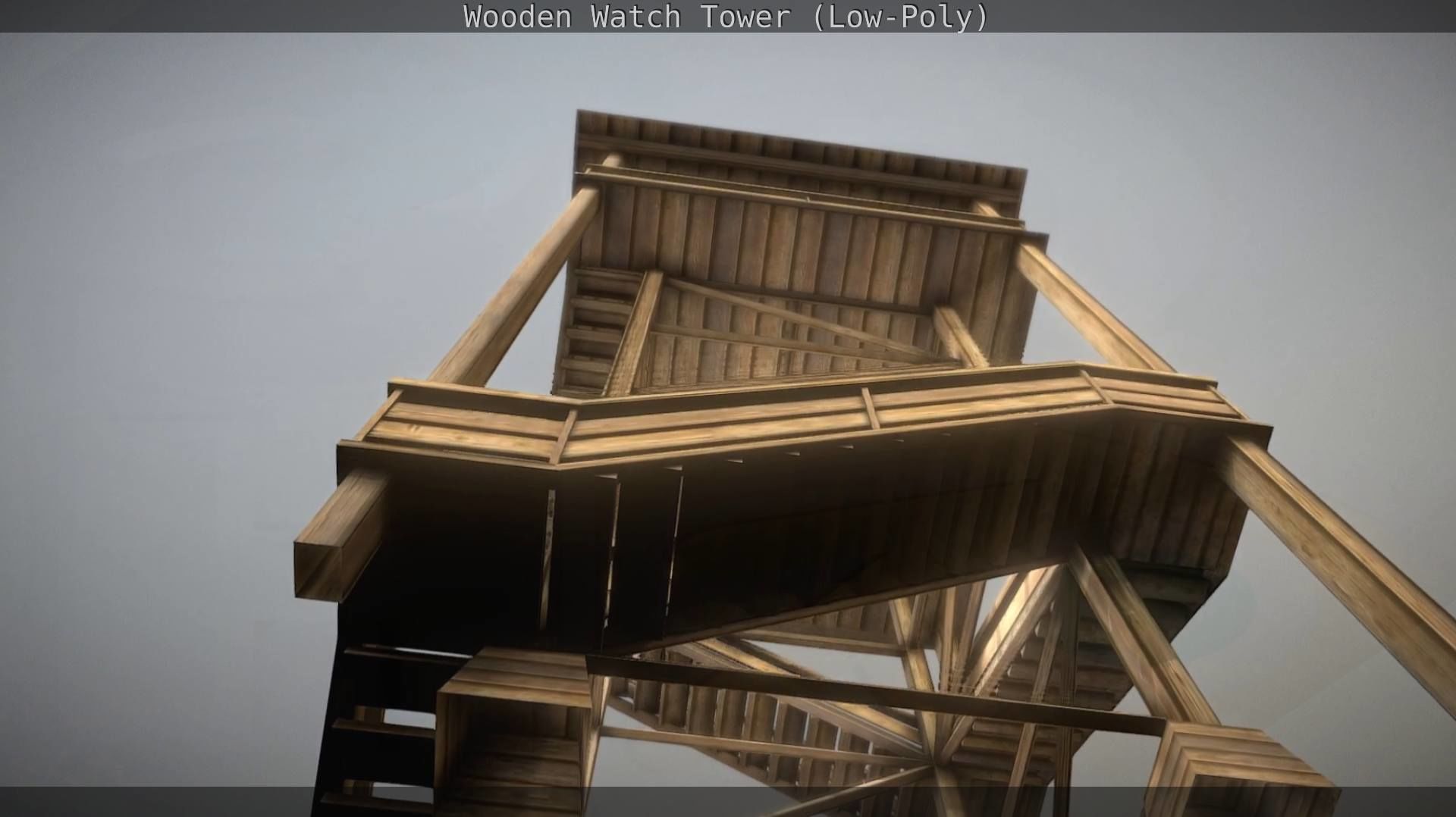 Watch Tower made of Wood Low-poly 3D model_60