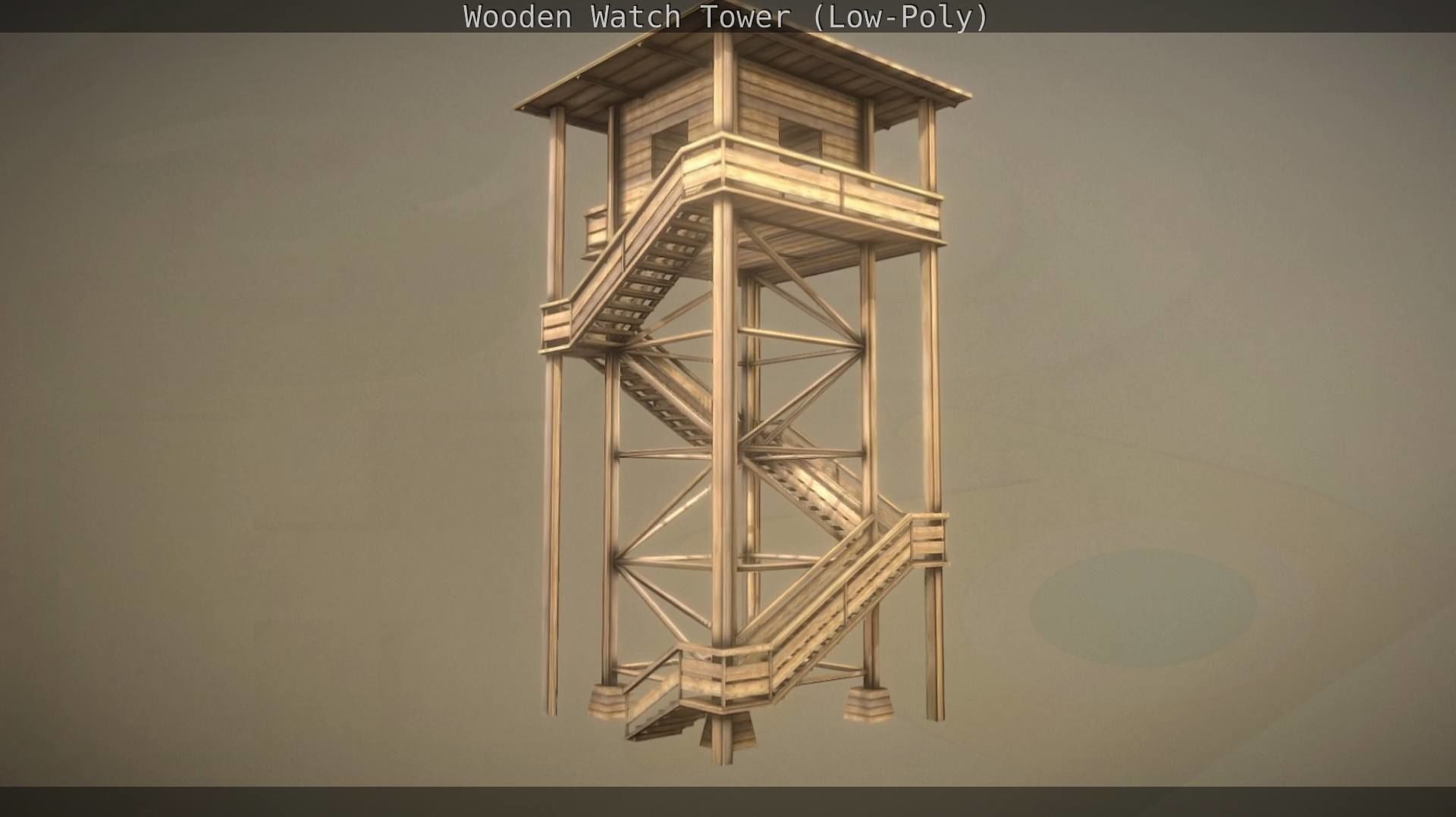 Watch Tower made of Wood Low-poly 3D model_180