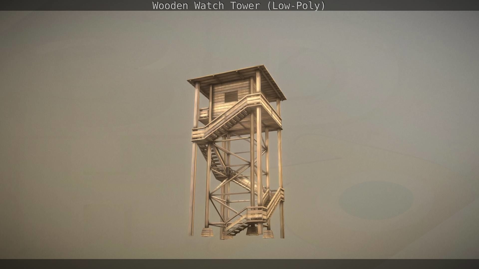 Watch Tower made of Wood Low-poly 3D model_16