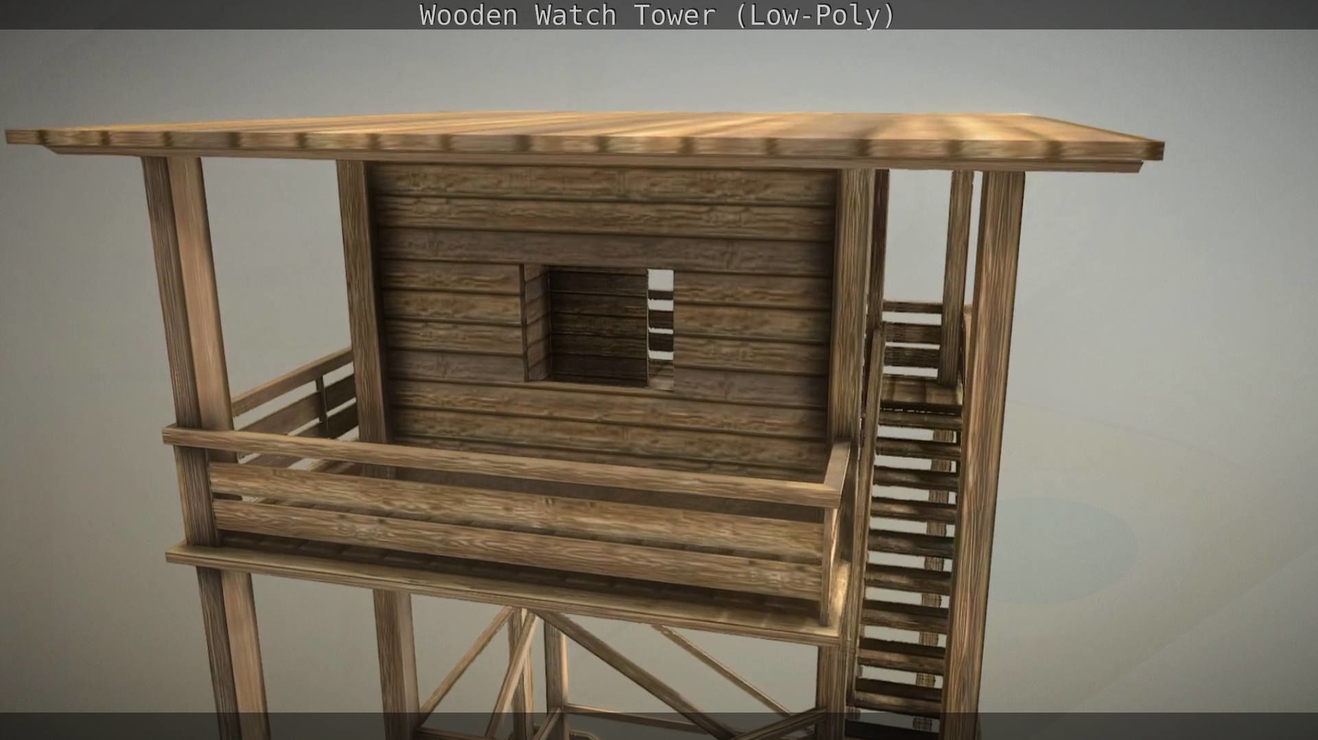 Watch Tower made of Wood Low-poly 3D model_87
