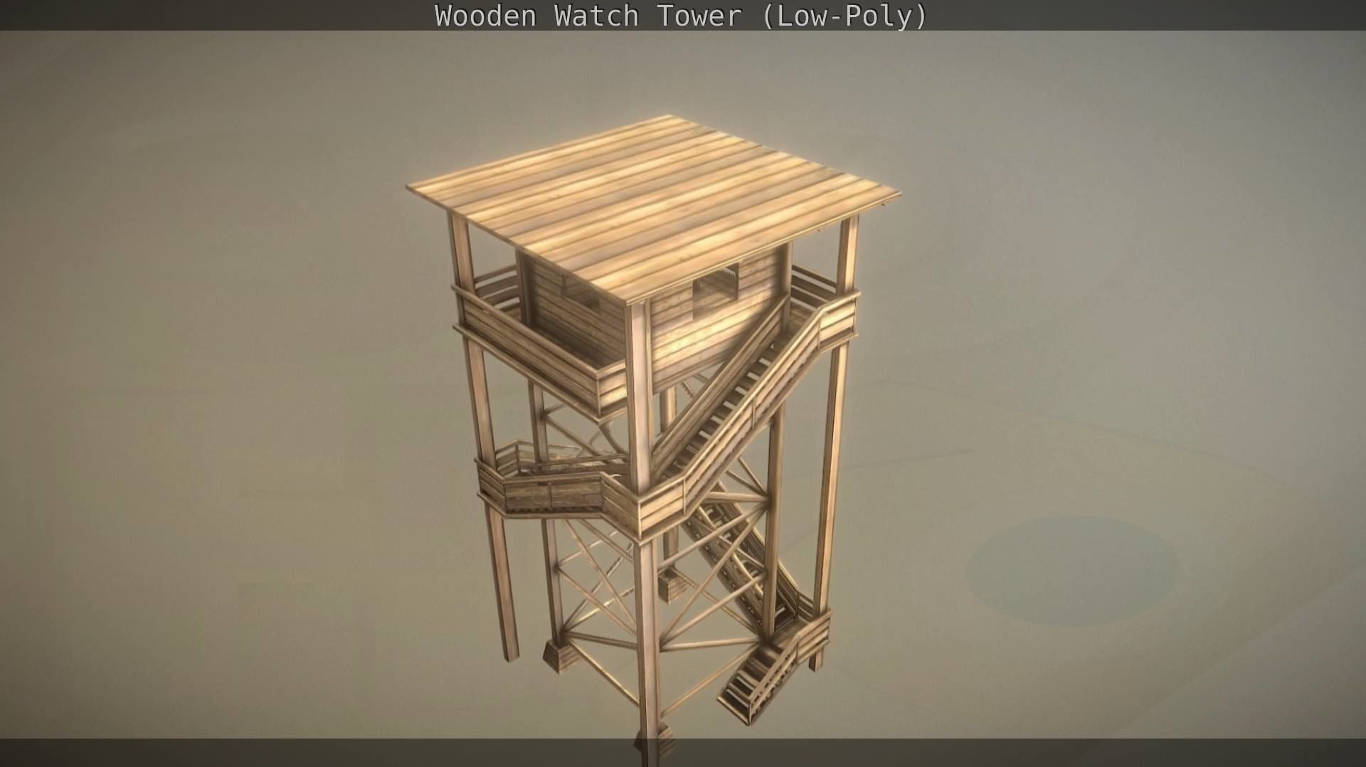 Watch Tower made of Wood Low-poly 3D model_26