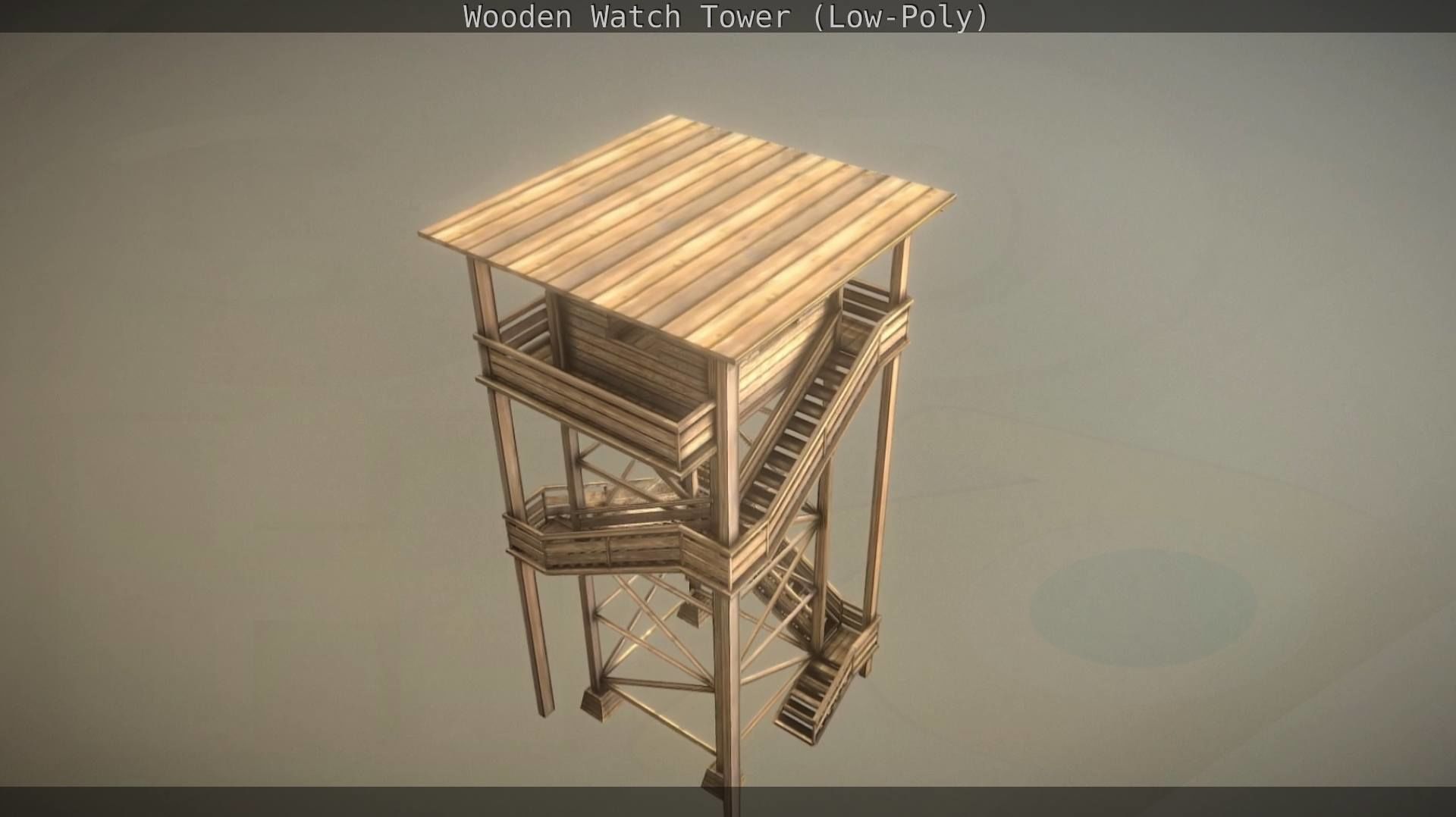 Watch Tower made of Wood Low-poly 3D model_27