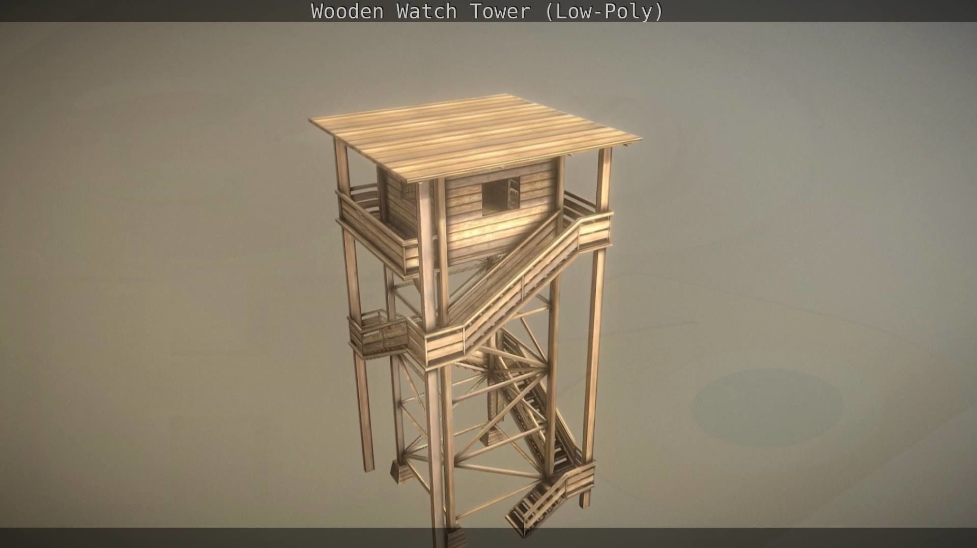 Watch Tower made of Wood Low-poly 3D model_25