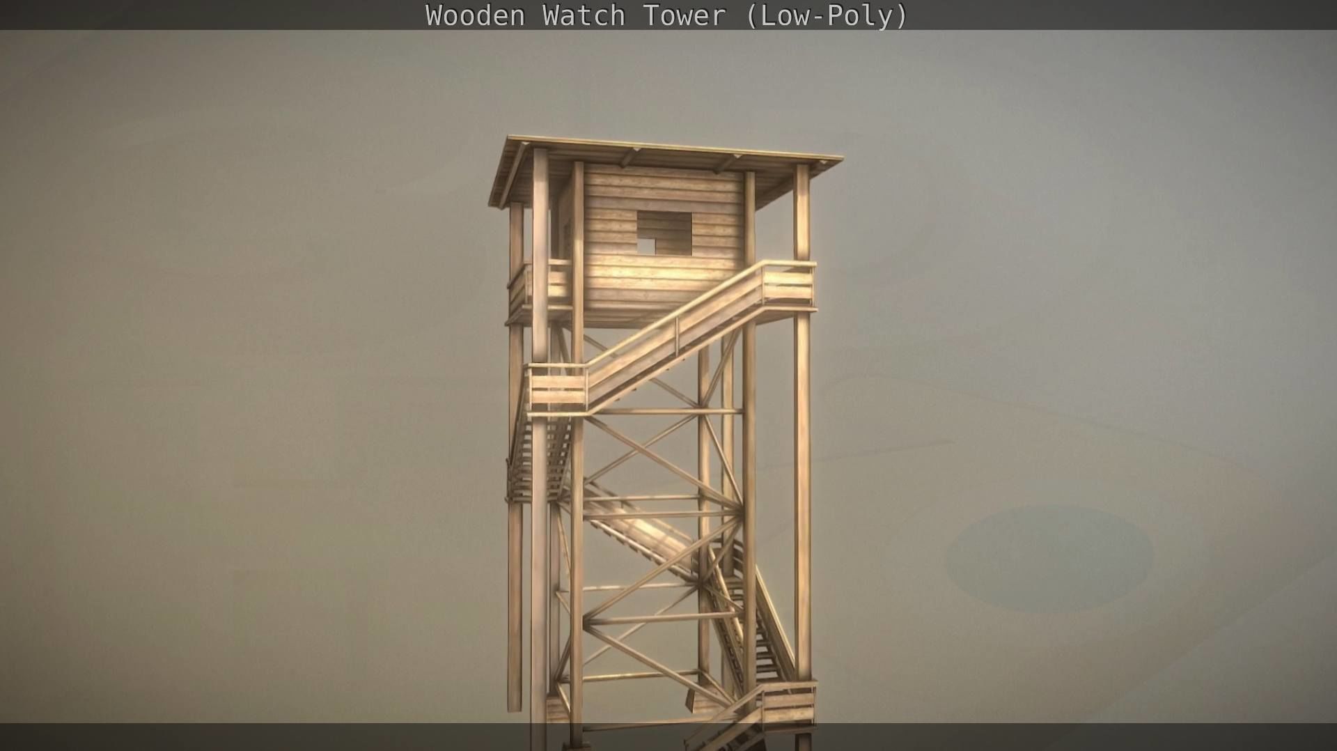 Watch Tower made of Wood Low-poly 3D model_22