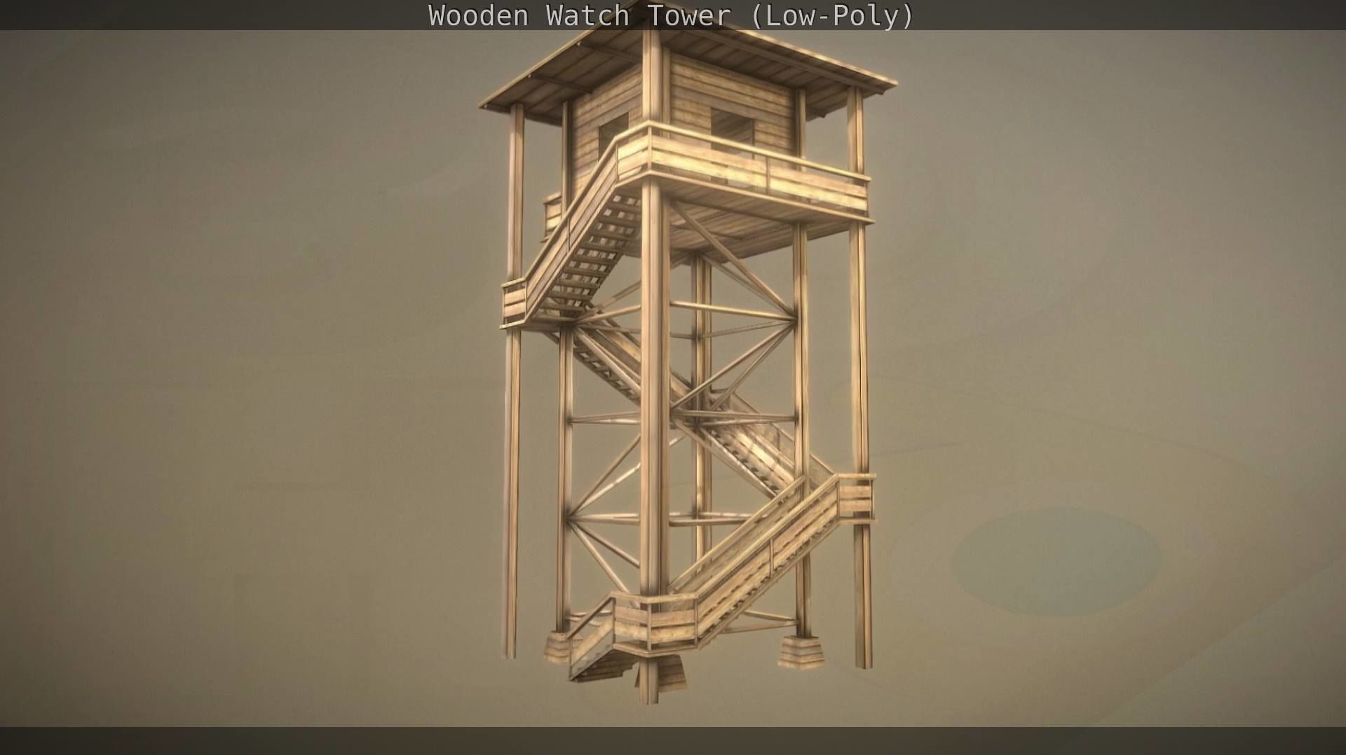 Watch Tower made of Wood Low-poly 3D model_179