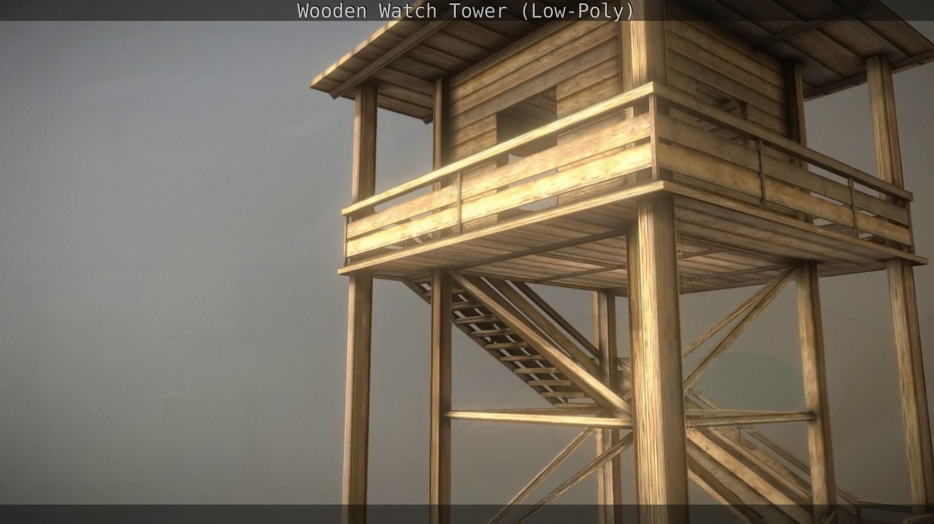 Watch Tower made of Wood Low-poly 3D model_140