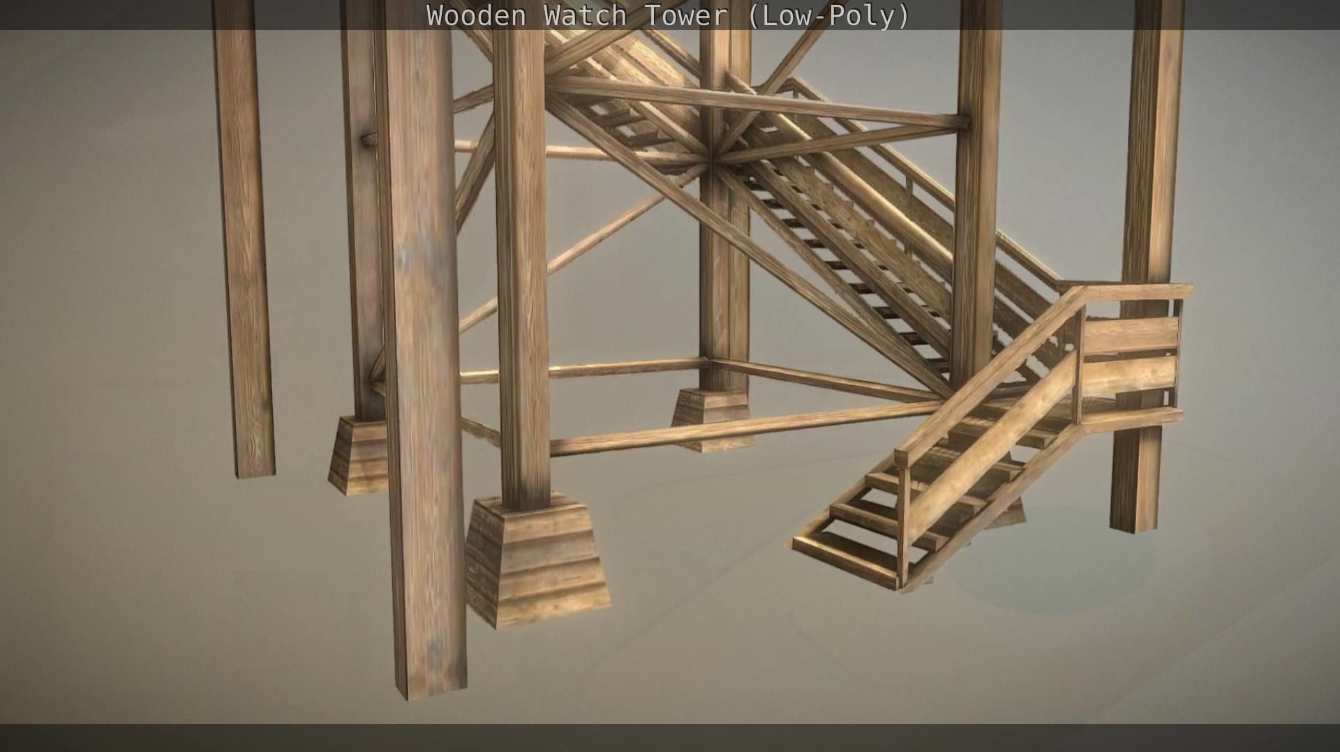 Watch Tower made of Wood Low-poly 3D model_155