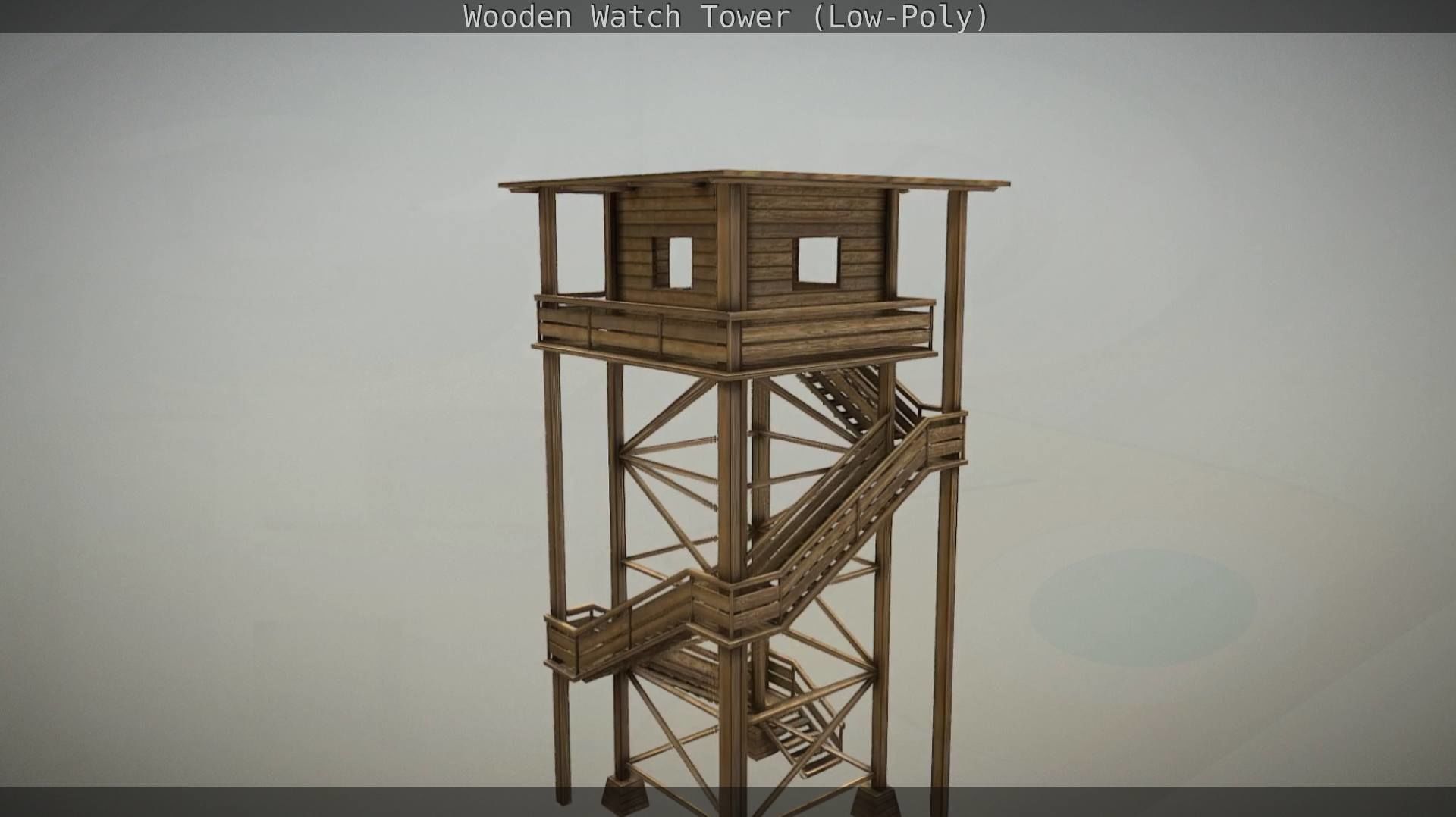 Watch Tower made of Wood Low-poly 3D model_35