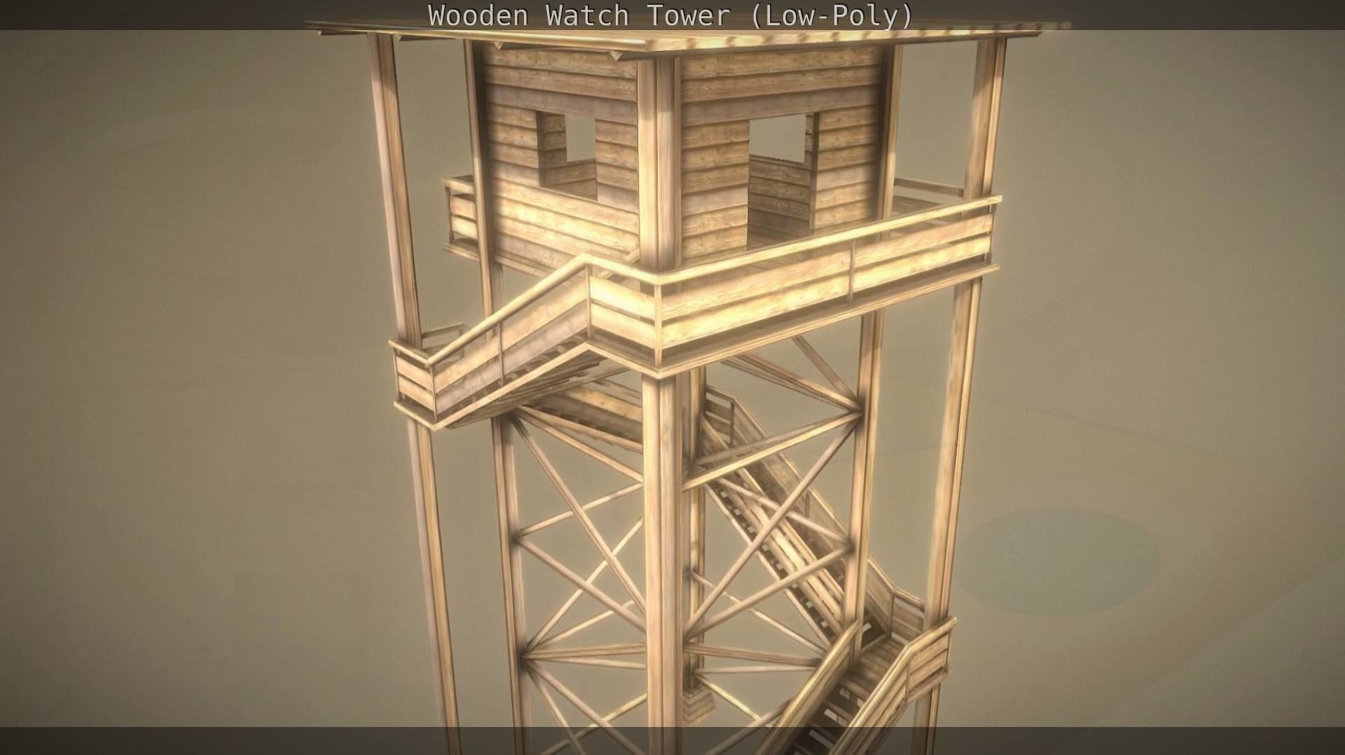 Watch Tower made of Wood Low-poly 3D model_71