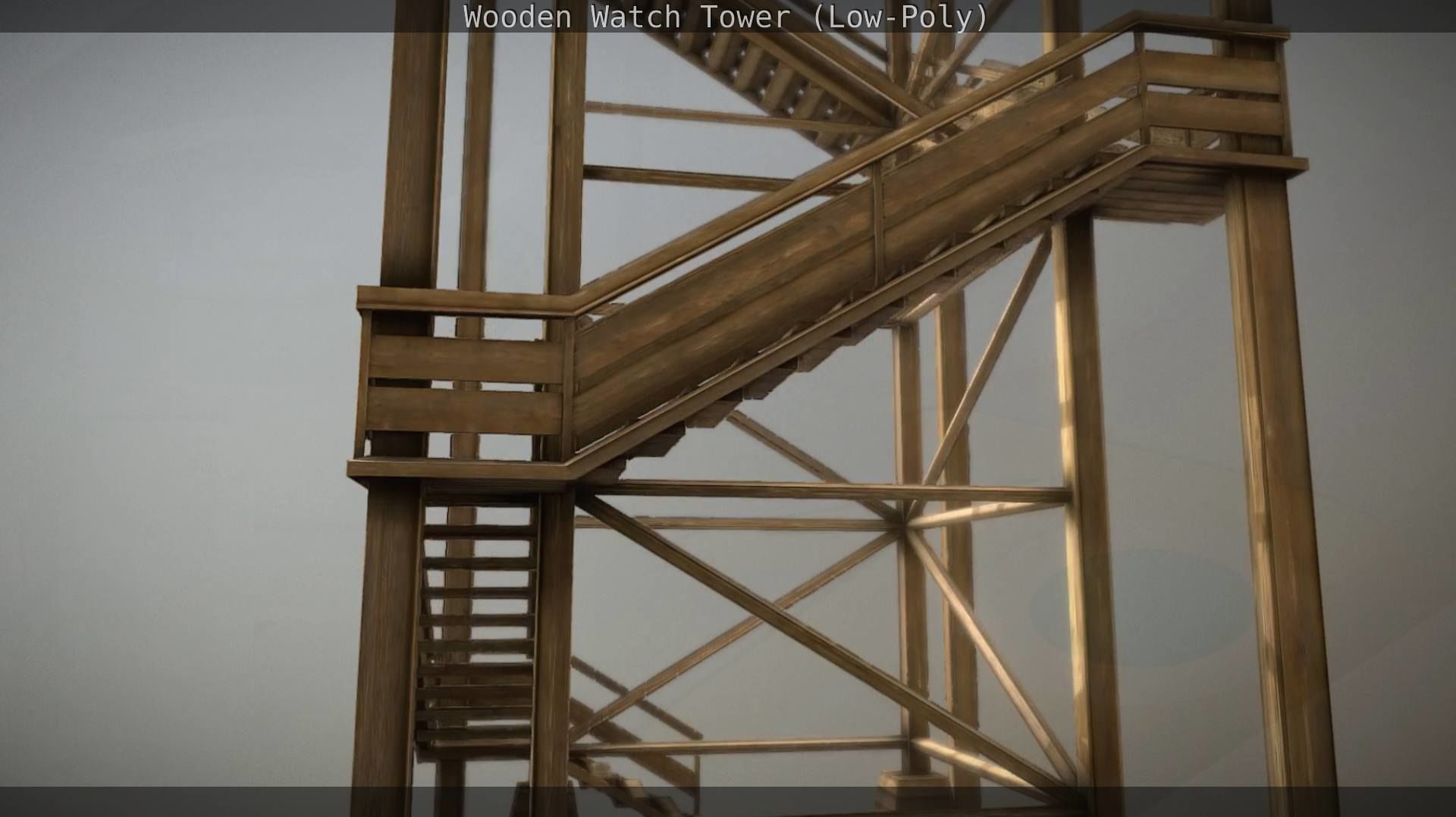 Watch Tower made of Wood Low-poly 3D model_146
