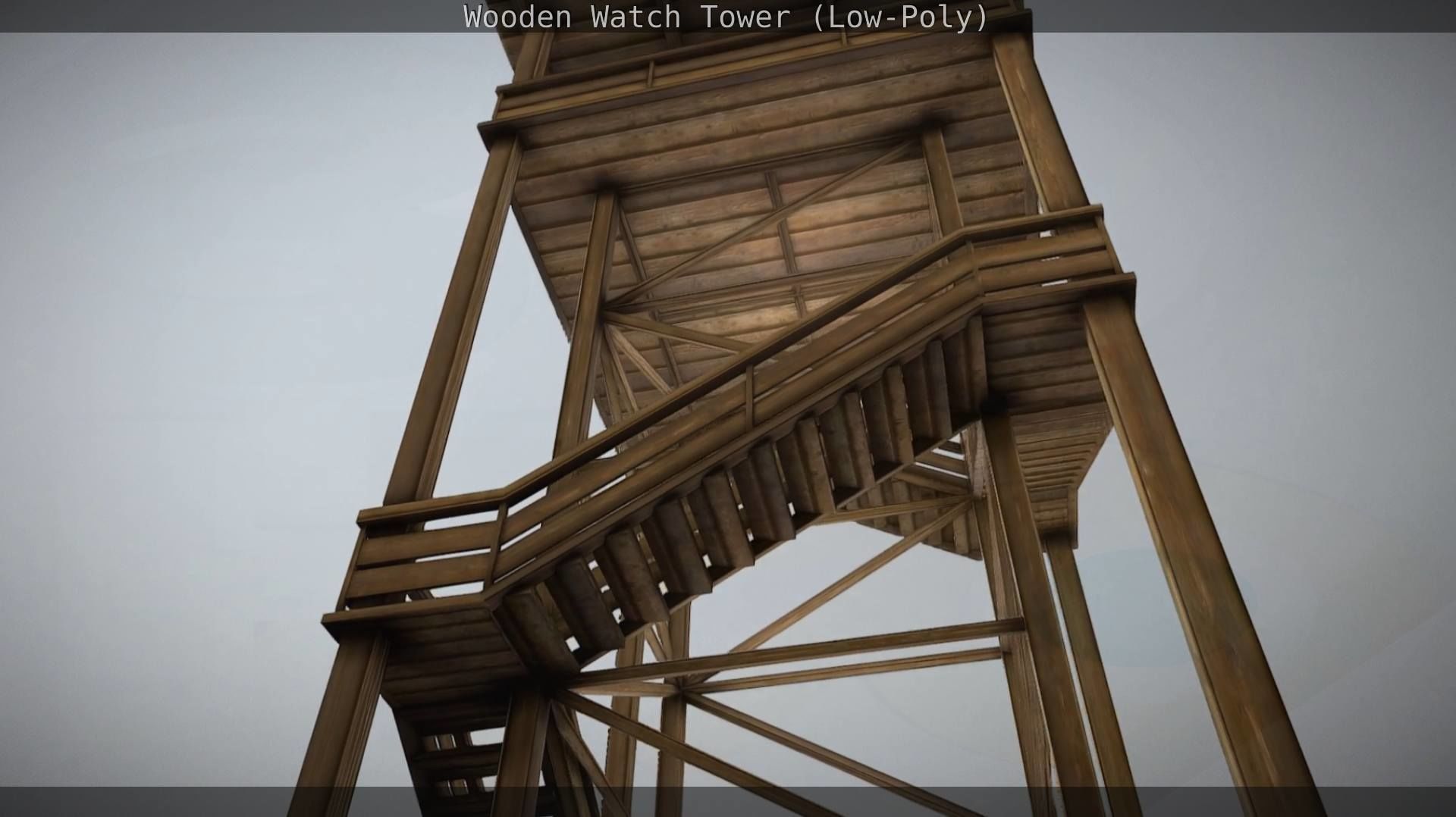 Watch Tower made of Wood Low-poly 3D model_43