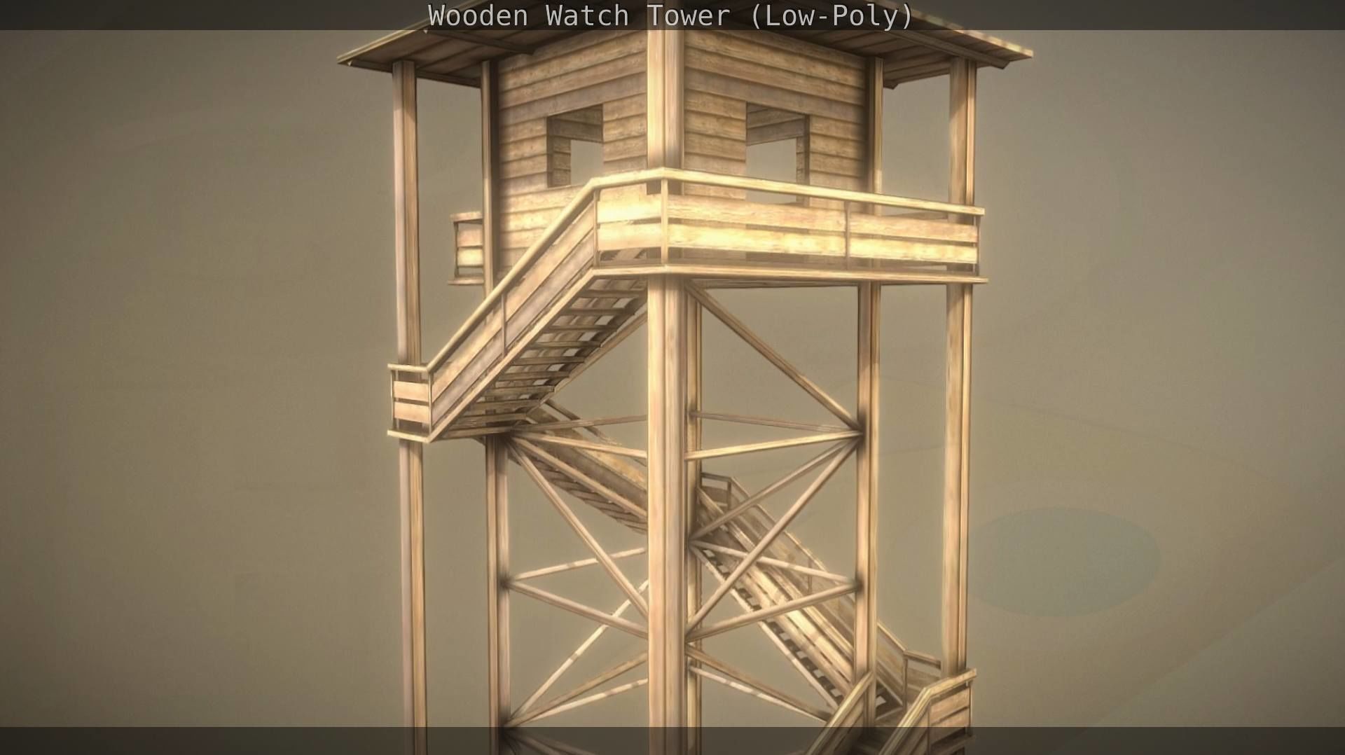 Watch Tower made of Wood Low-poly 3D model_69
