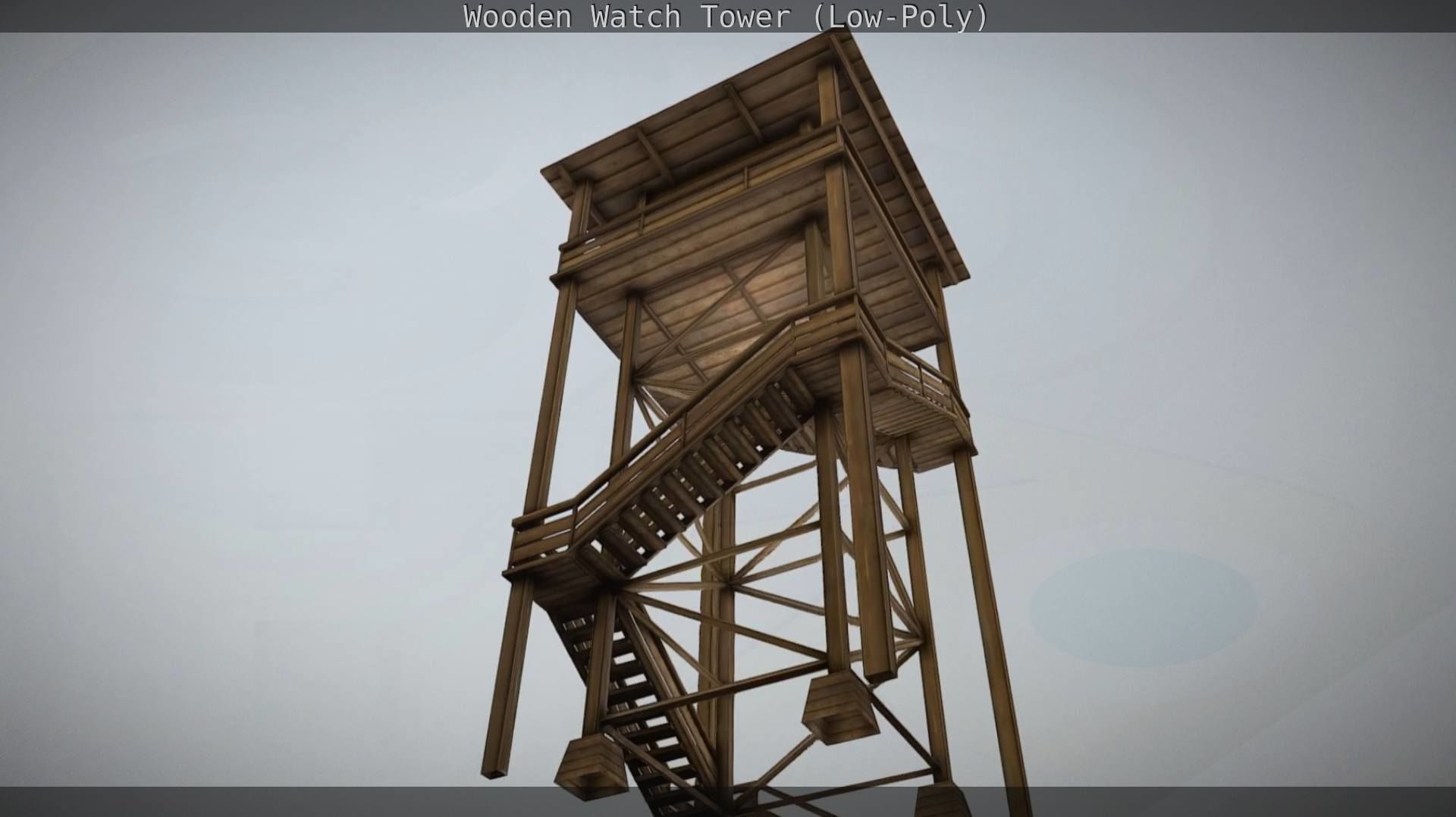 Watch Tower made of Wood Low-poly 3D model_39
