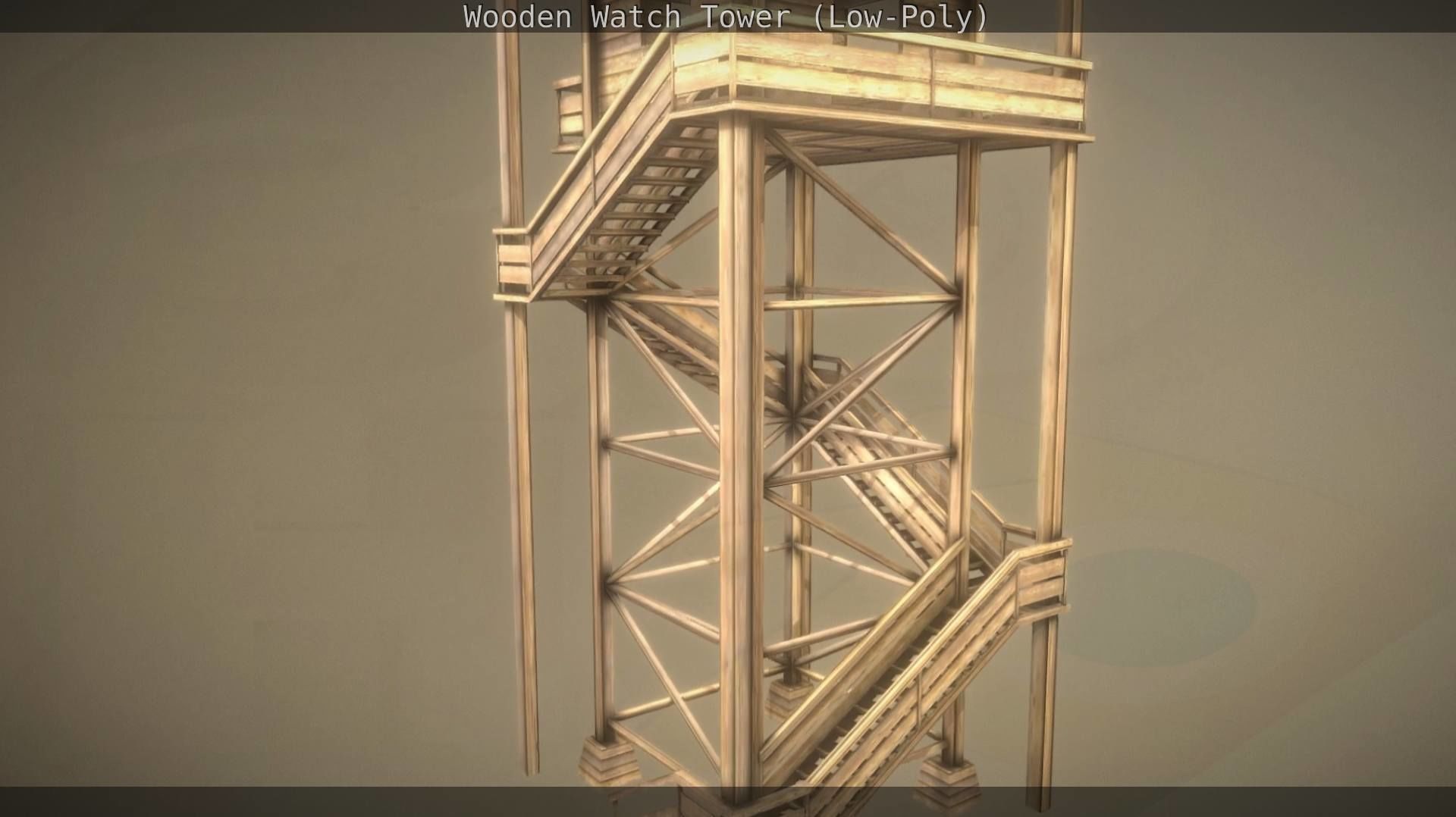 Watch Tower made of Wood Low-poly 3D model_166