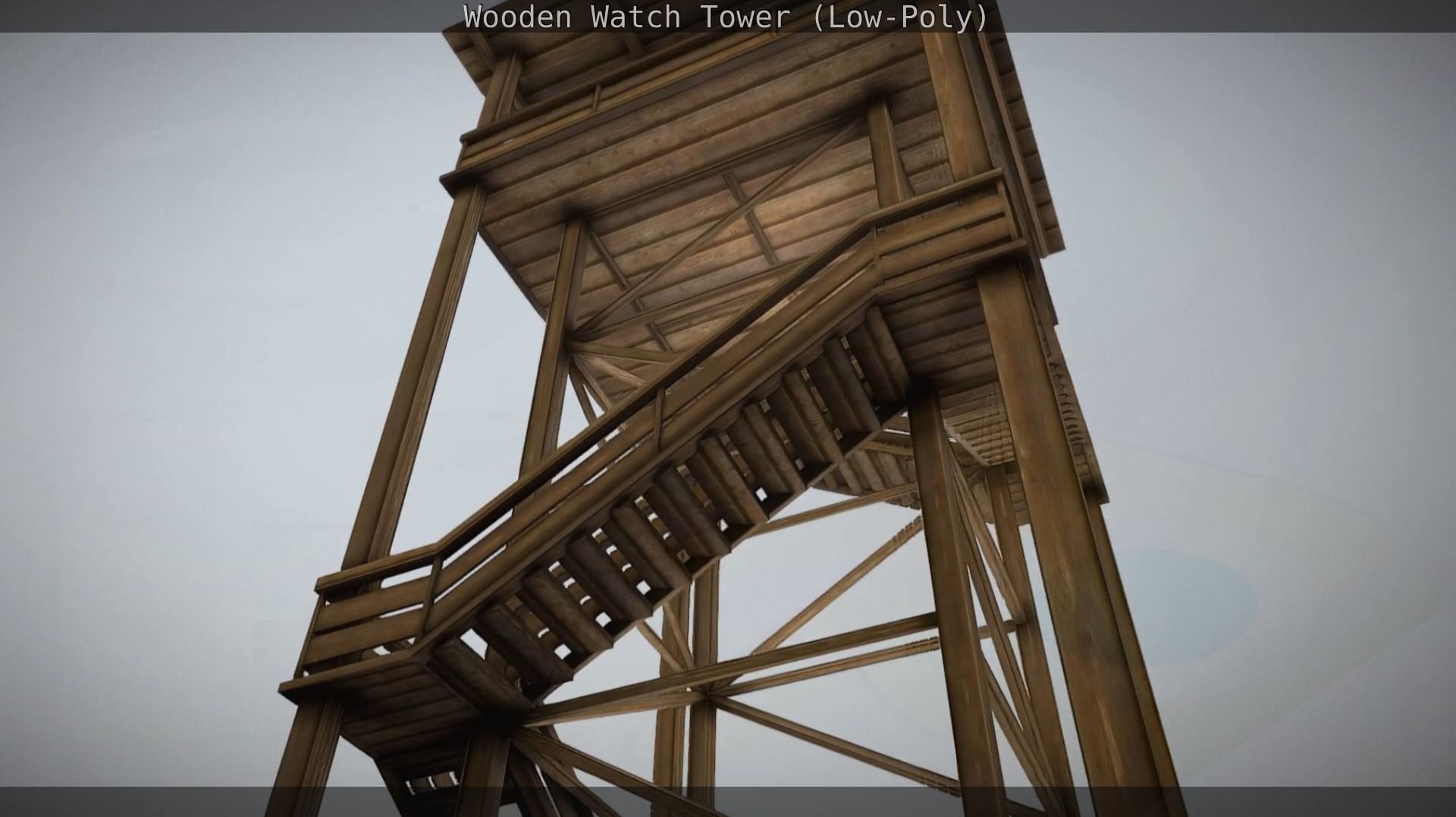 Watch Tower made of Wood Low-poly 3D model_42