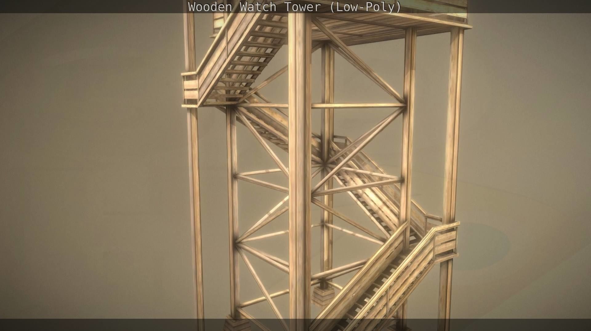 Watch Tower made of Wood Low-poly 3D model_165