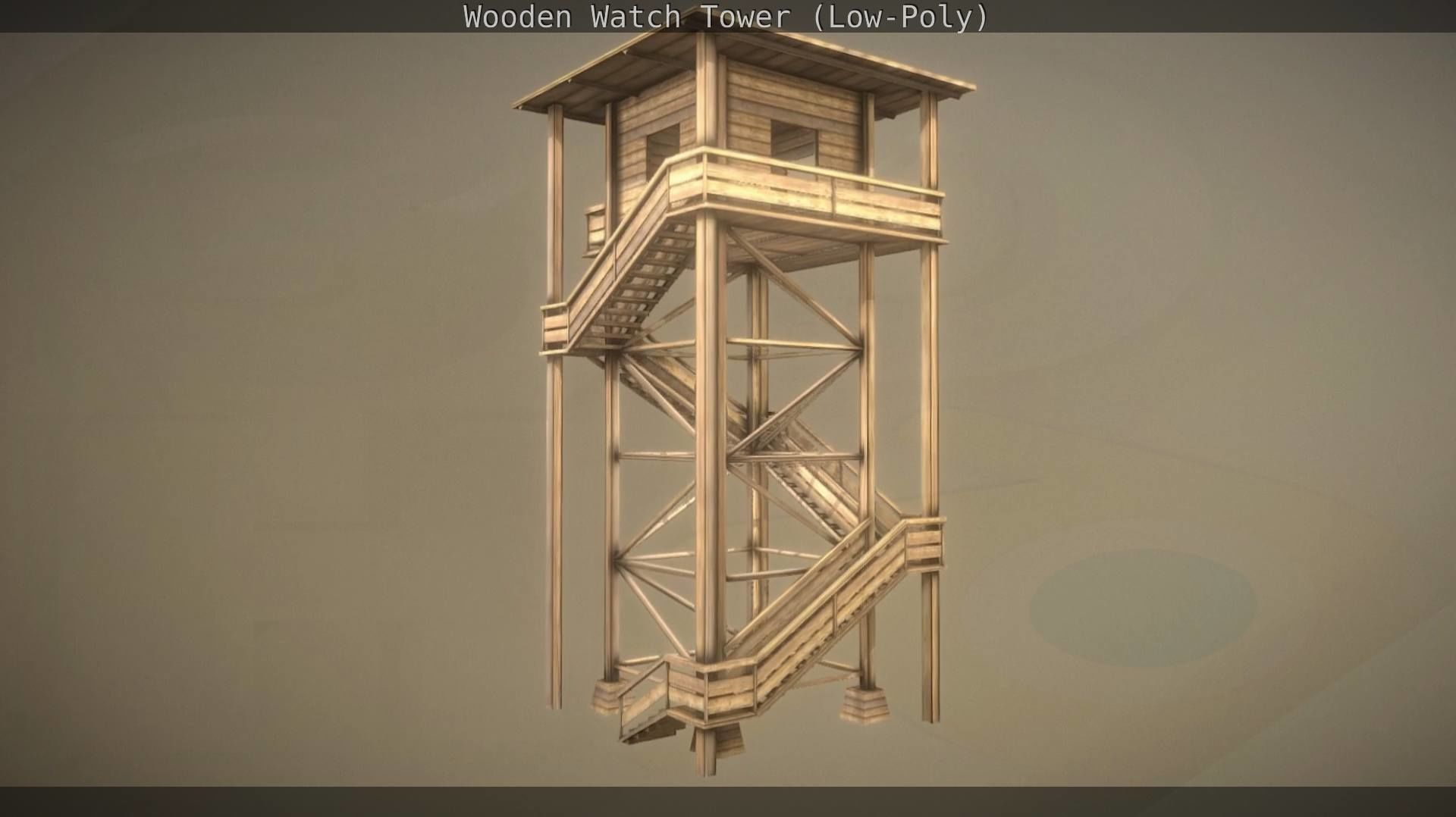 Watch Tower made of Wood Low-poly 3D model_178
