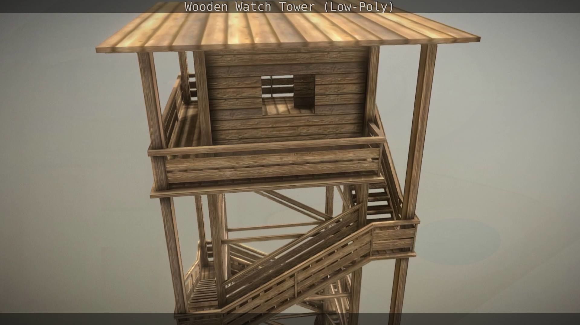 Watch Tower made of Wood Low-poly 3D model_82