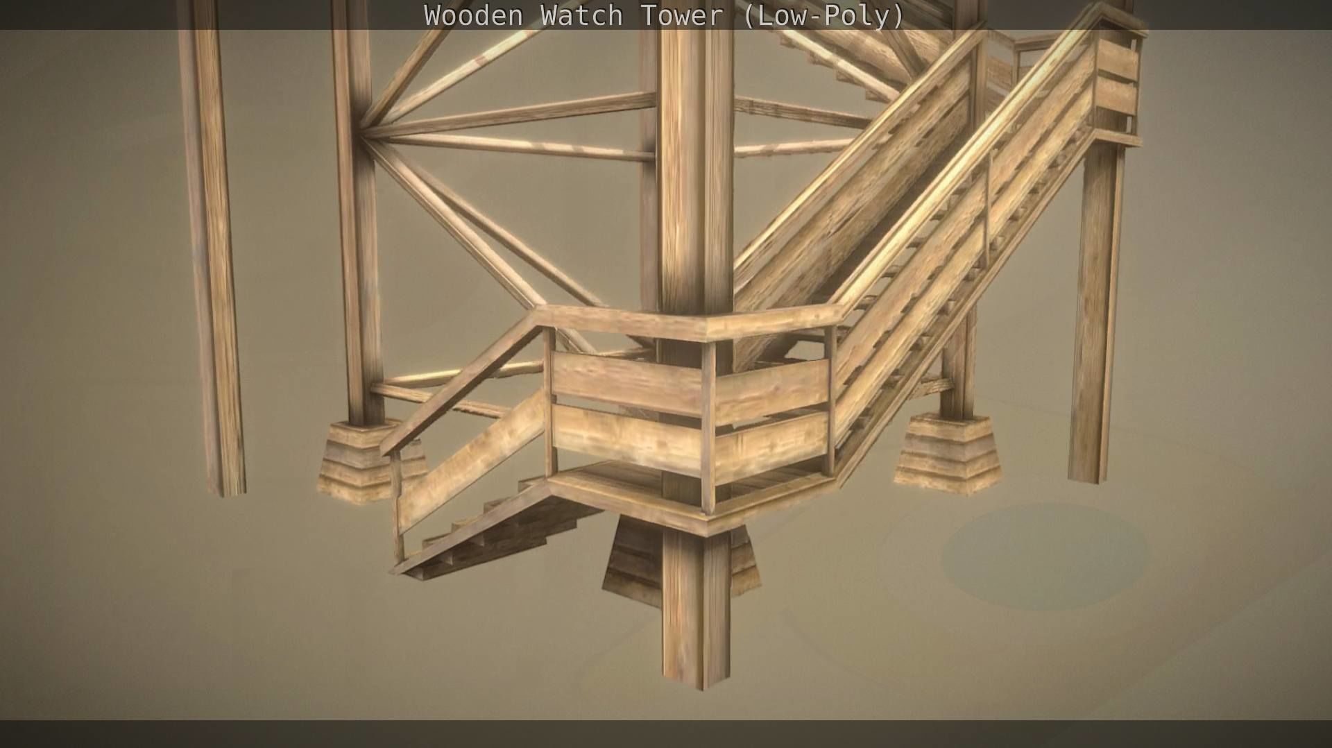 Watch Tower made of Wood Low-poly 3D model_158