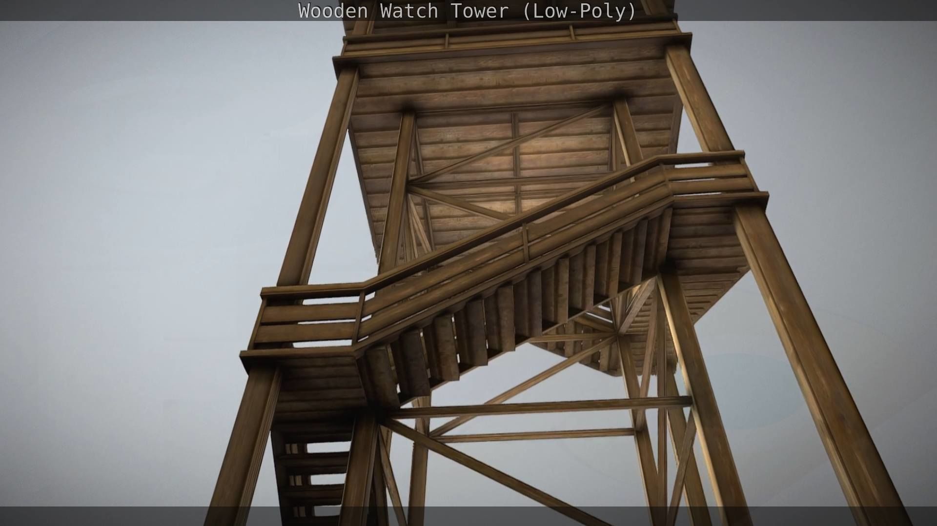 Watch Tower made of Wood Low-poly 3D model_44