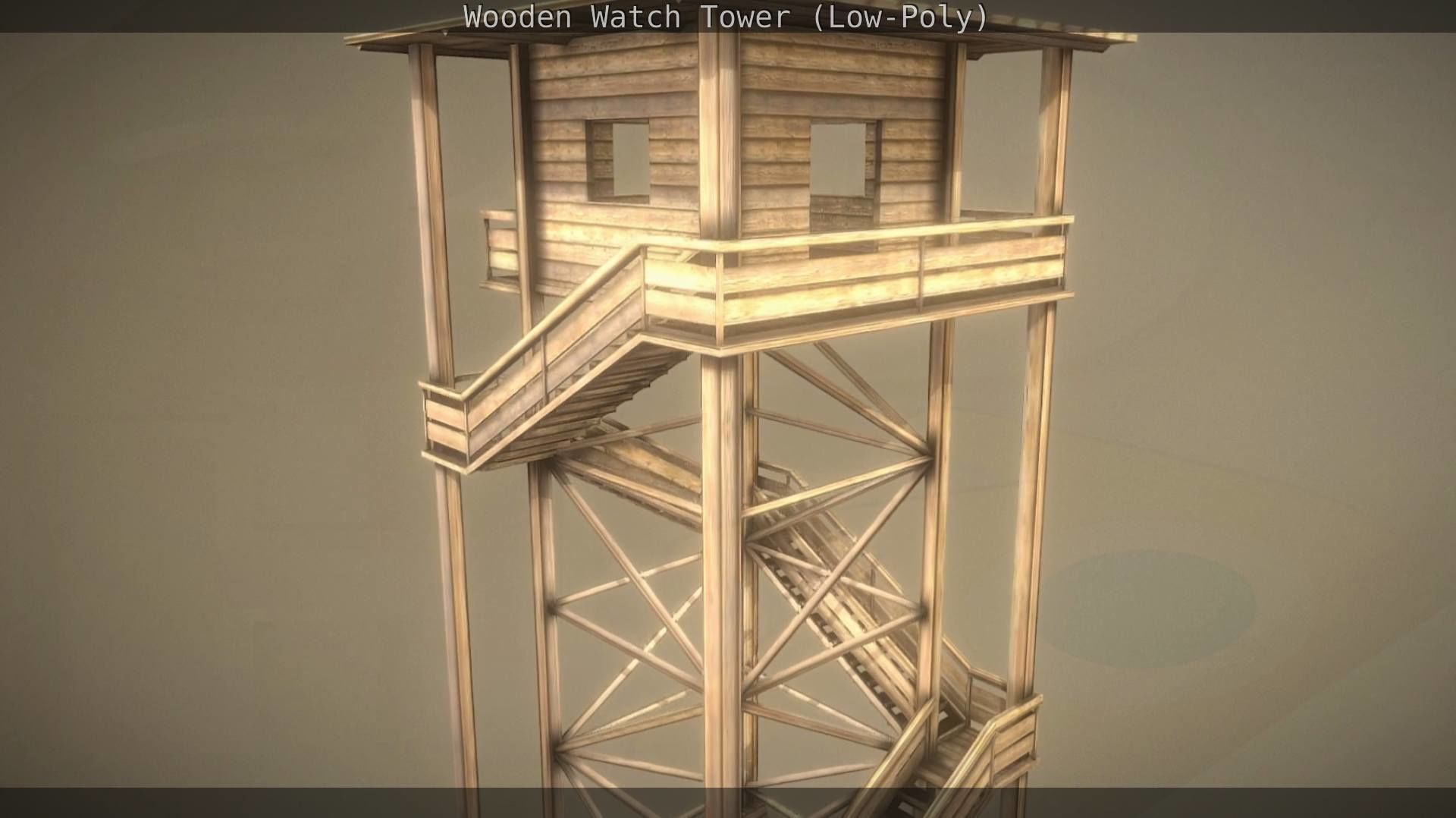 Watch Tower made of Wood Low-poly 3D model_70