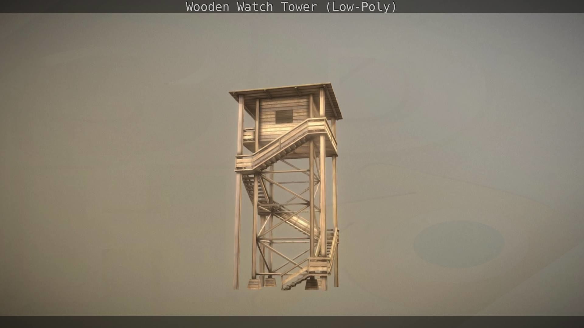 Watch Tower made of Wood Low-poly 3D model_17